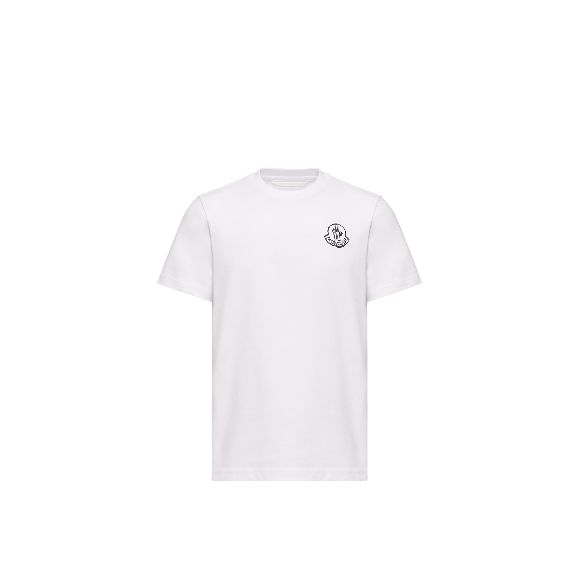 Moncler   Cotton Jersey Logo Patch T-Shirt for Men in White, Size: L
