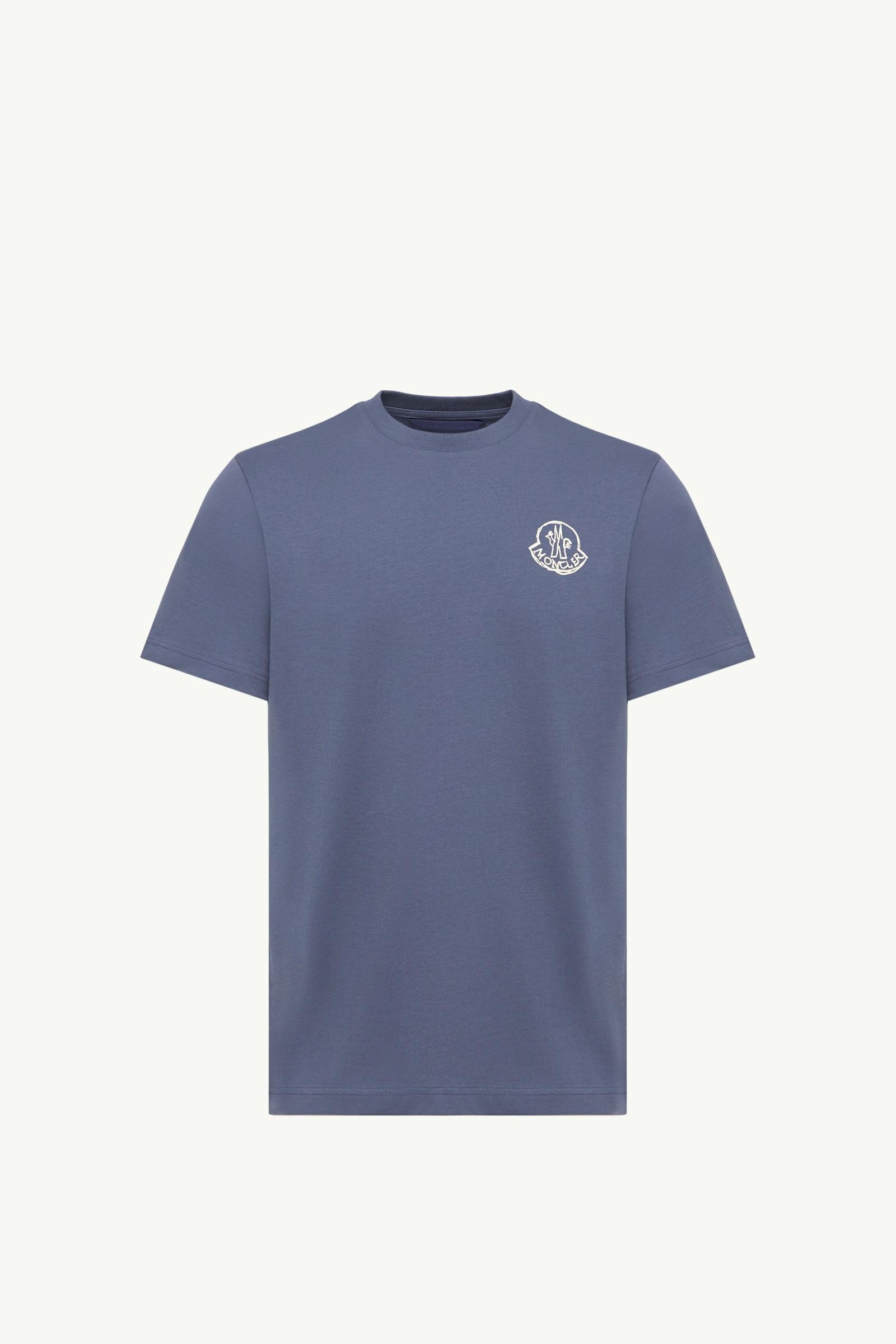 Cotton Jersey Logo Patch T-Shirt Men Cobalt Blue Moncler