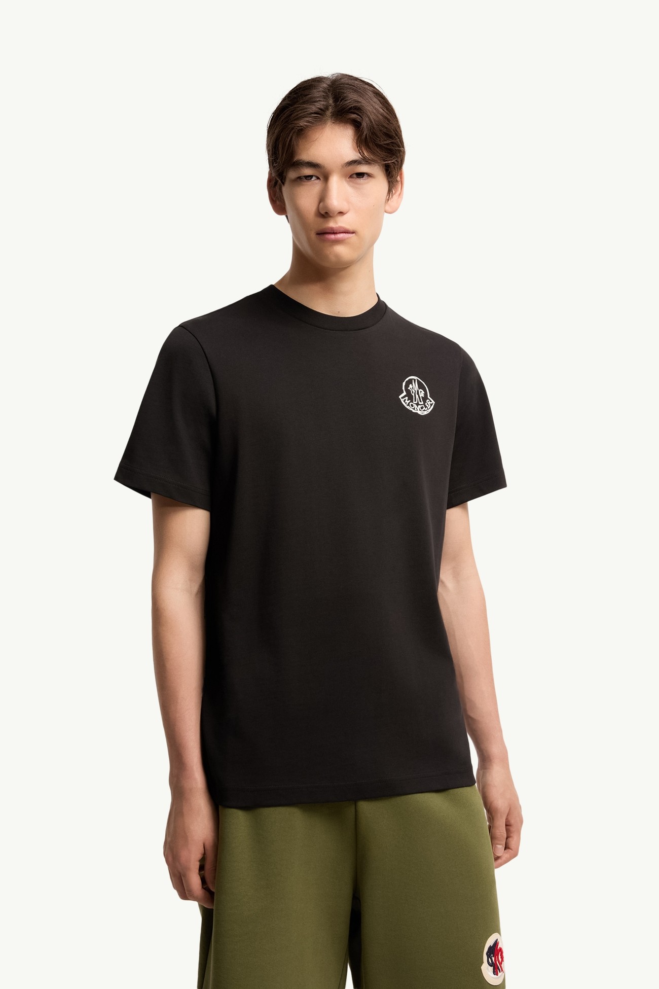 T-shirt con patch logato in jersey di cotone Uomo Nero Moncler 3