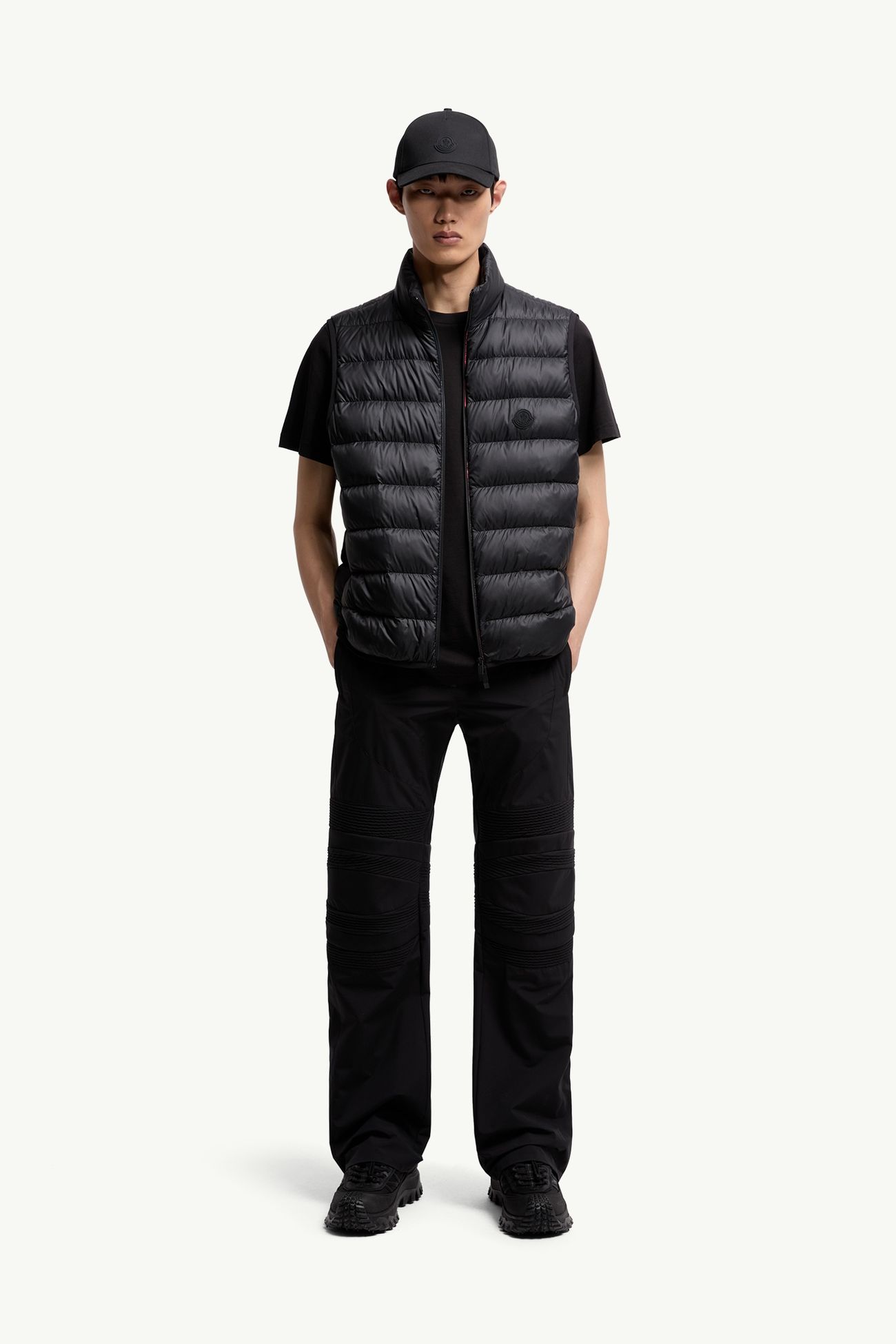 T-shirt logata in cotone Uomo Nero Moncler 0
