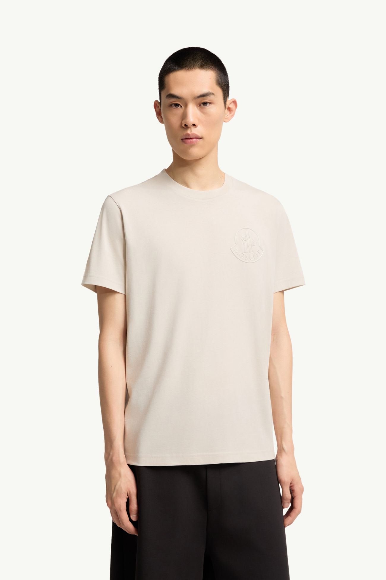 T-shirt in cotone con logo tridimensionale Uomo Bianco Avorio Moncler 3