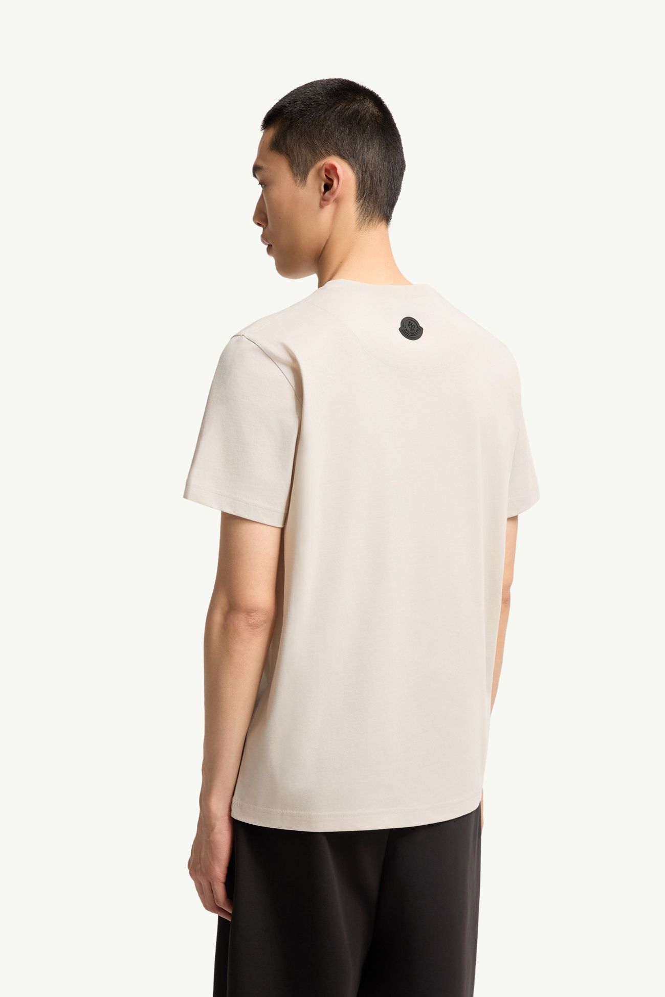 Camiseta de algodón con logotipo tridimensional Hombre Blanco Marfil Moncler 4