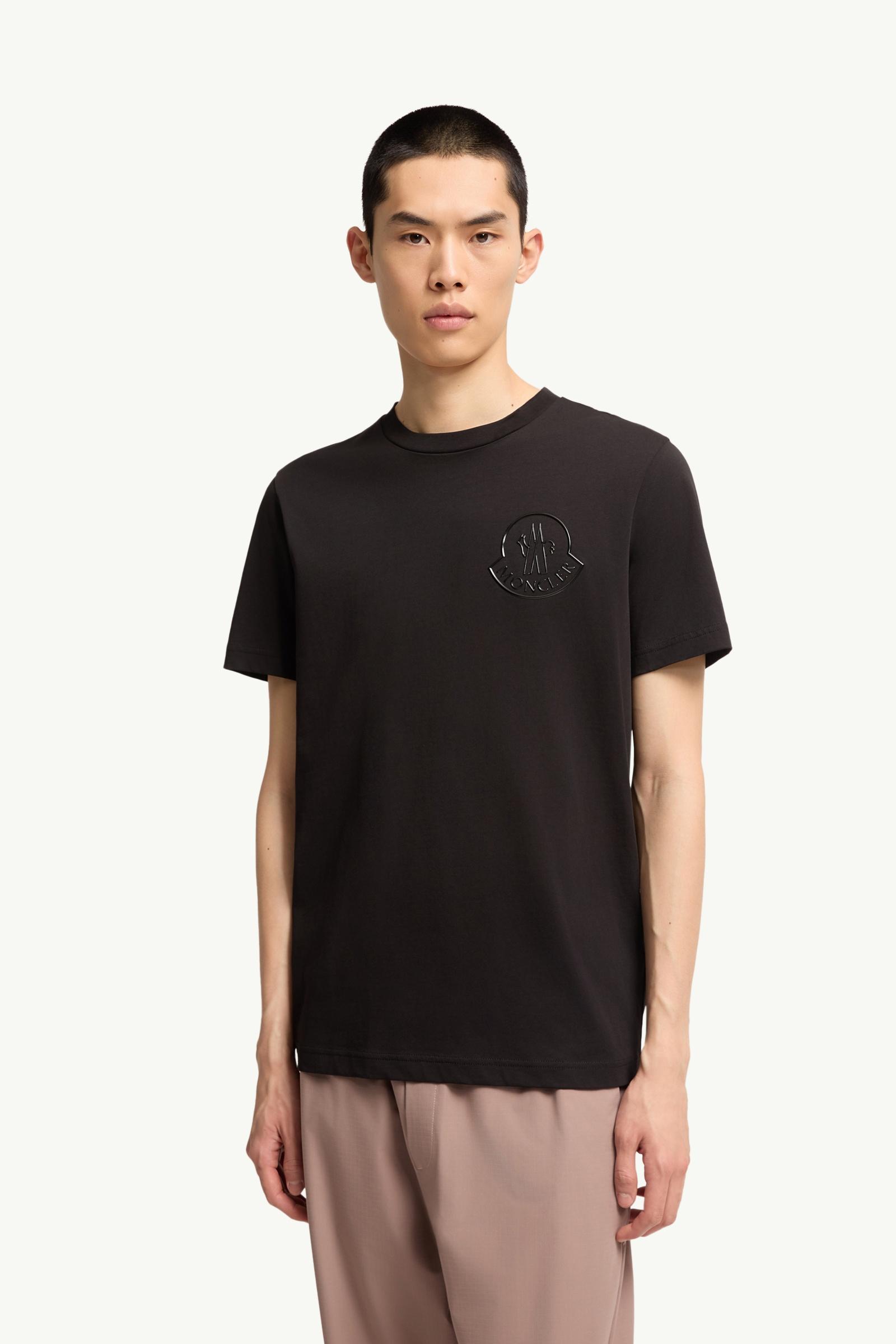 Black Three-Dimensional Logo Cotton T-Shirt - Polos & T-shirts for