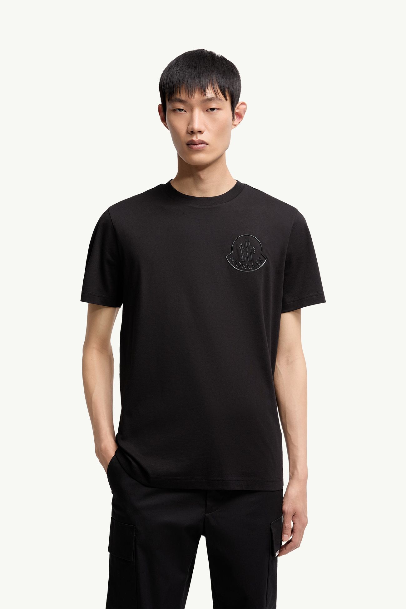 立體標誌棉質T恤 男士 黑色 Moncler 3