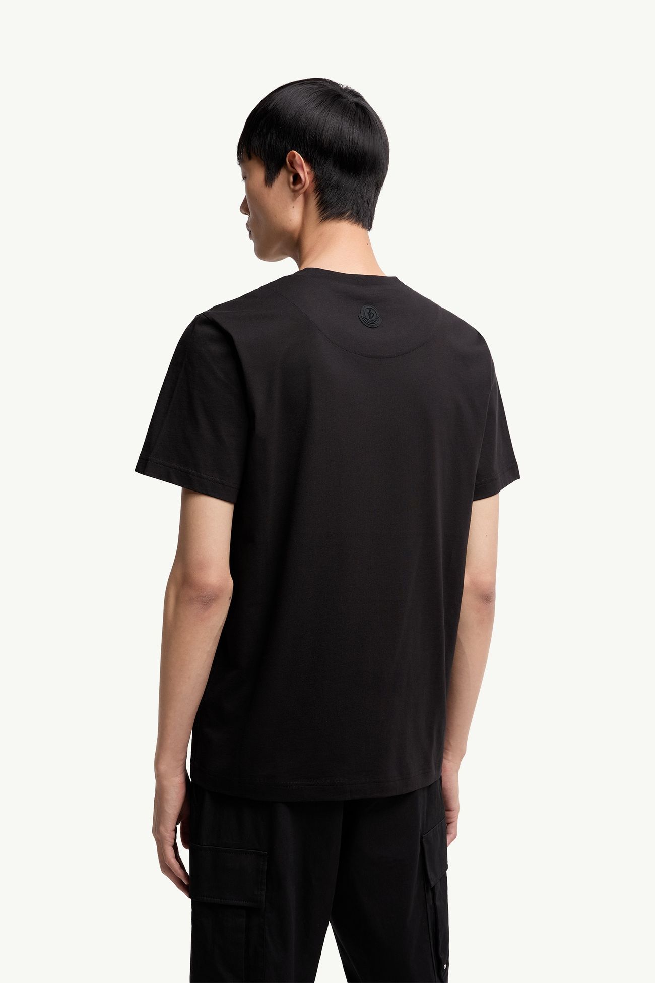 T-Shirt aus Baumwolle mit dreidimensionalem Logo Herren Schwarz Moncler 4
