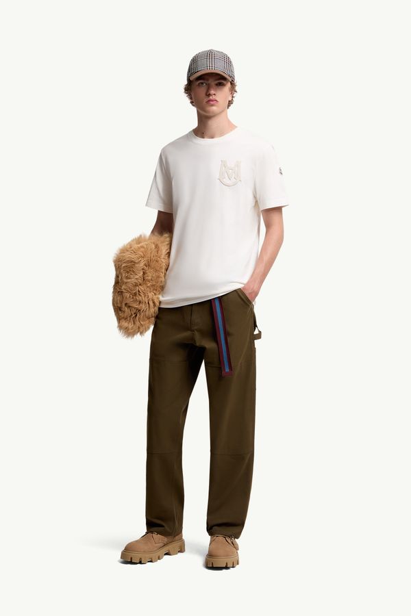 T-shirt in cotone con monogramma Uomo Bianco Moncler 0