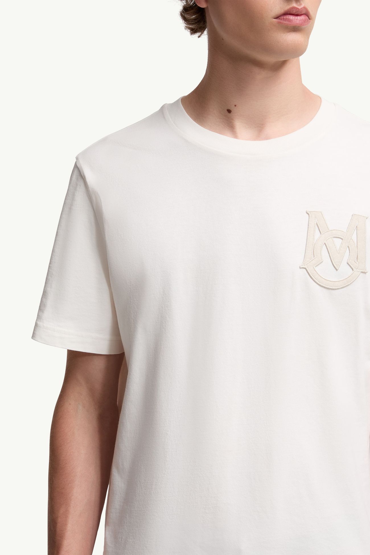 T-Shirt aus Baumwolle mit Monogramm Herren Weiß Moncler 5