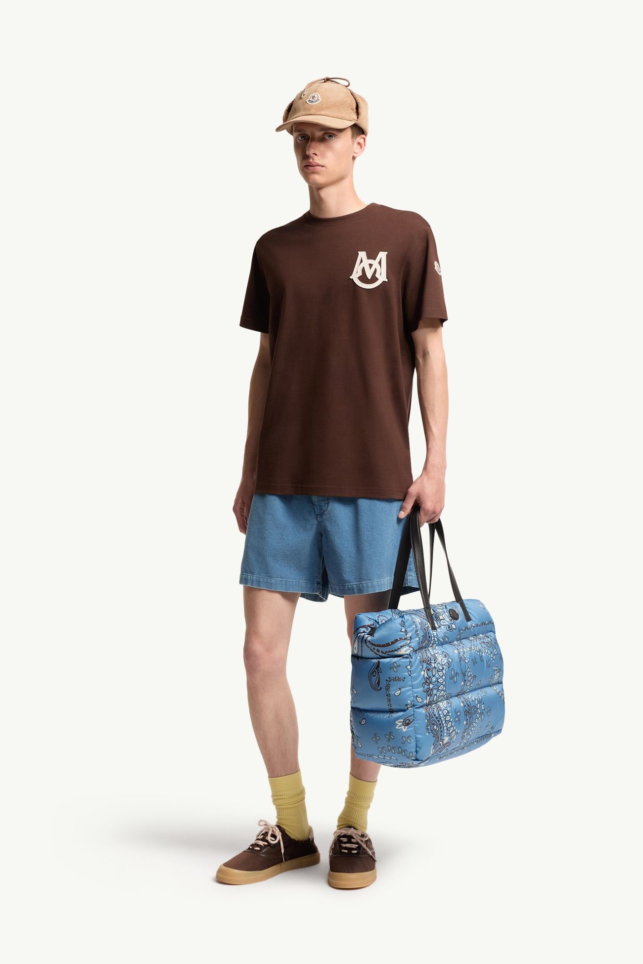 T-Shirt aus Baumwolle mit Monogramm Herren Burgunderrot Moncler 0