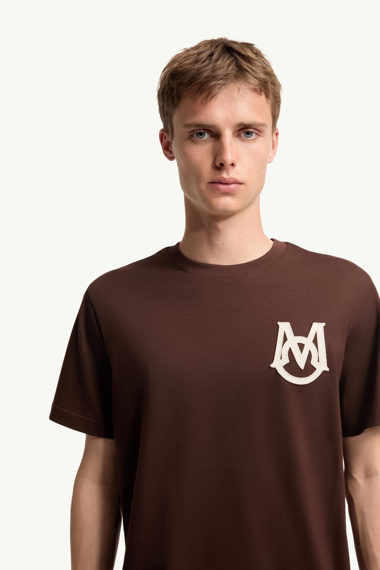 T-shirt en coton à monogramme Hommes Bordeaux Moncler 5