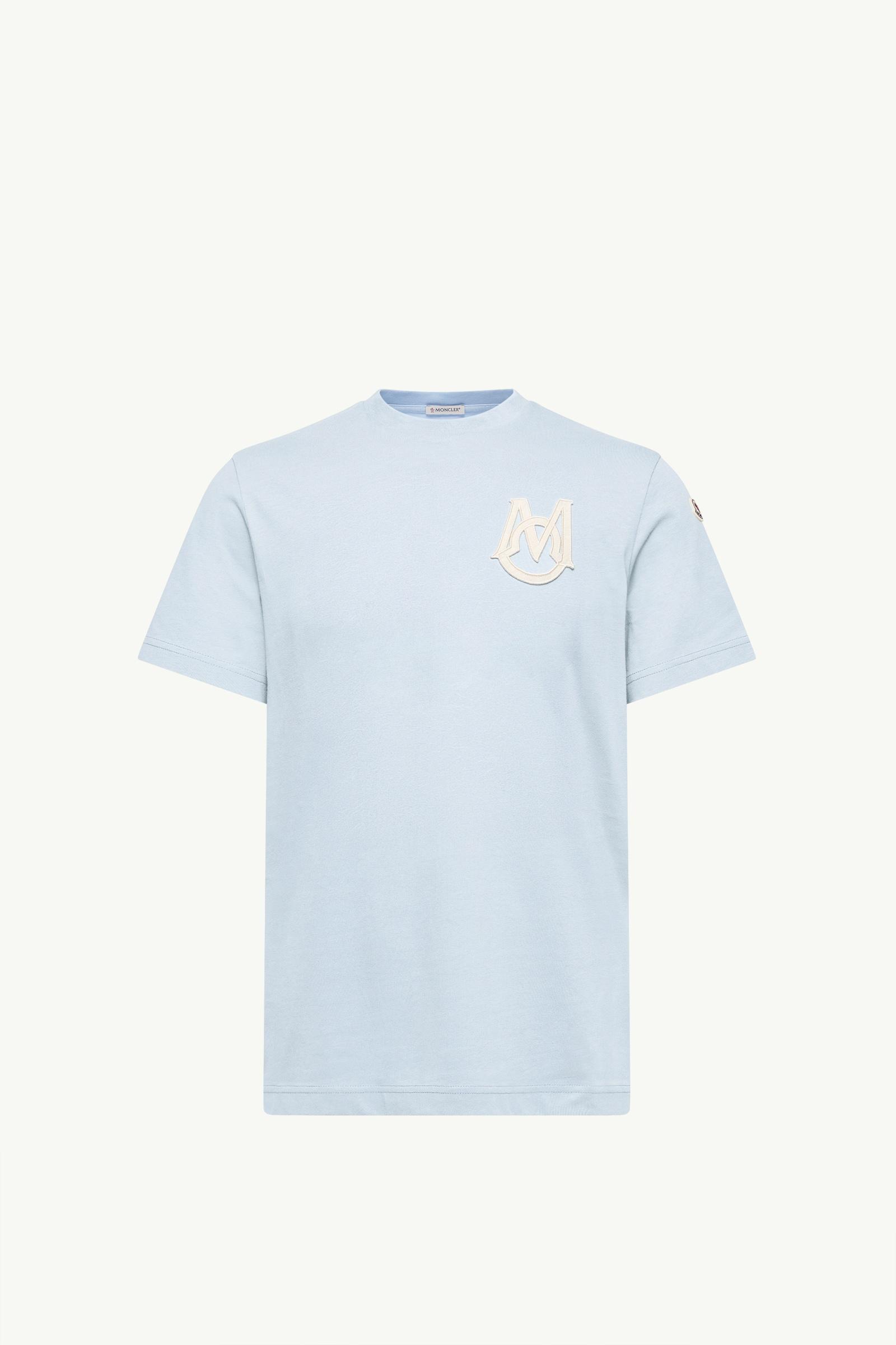 Monogram Cotton T-Shirt Men Light Blue Moncler