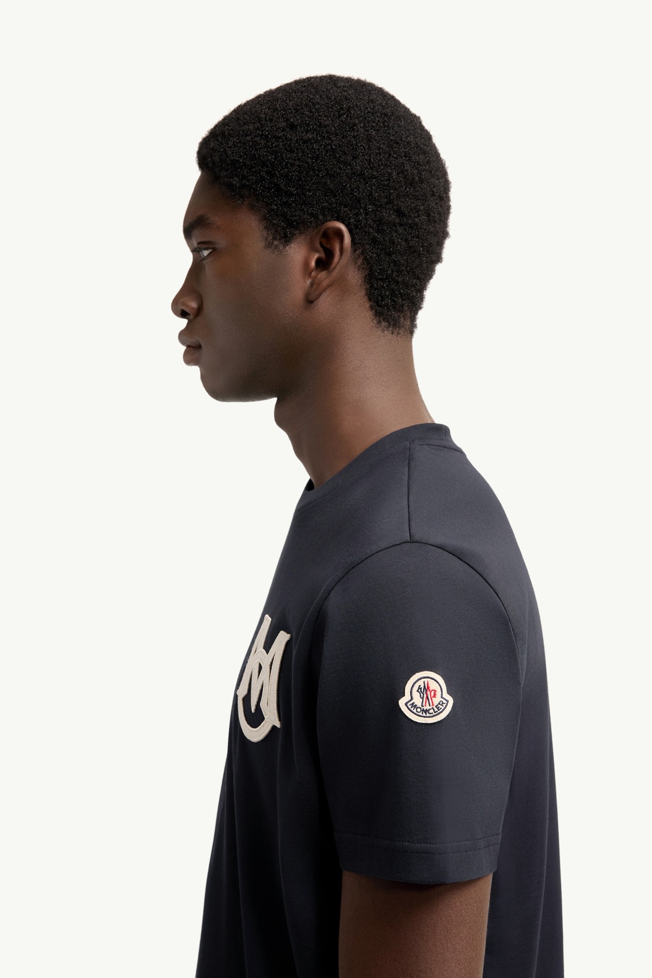 Monogram Cotton T-Shirt Men Navy Blue Moncler 1