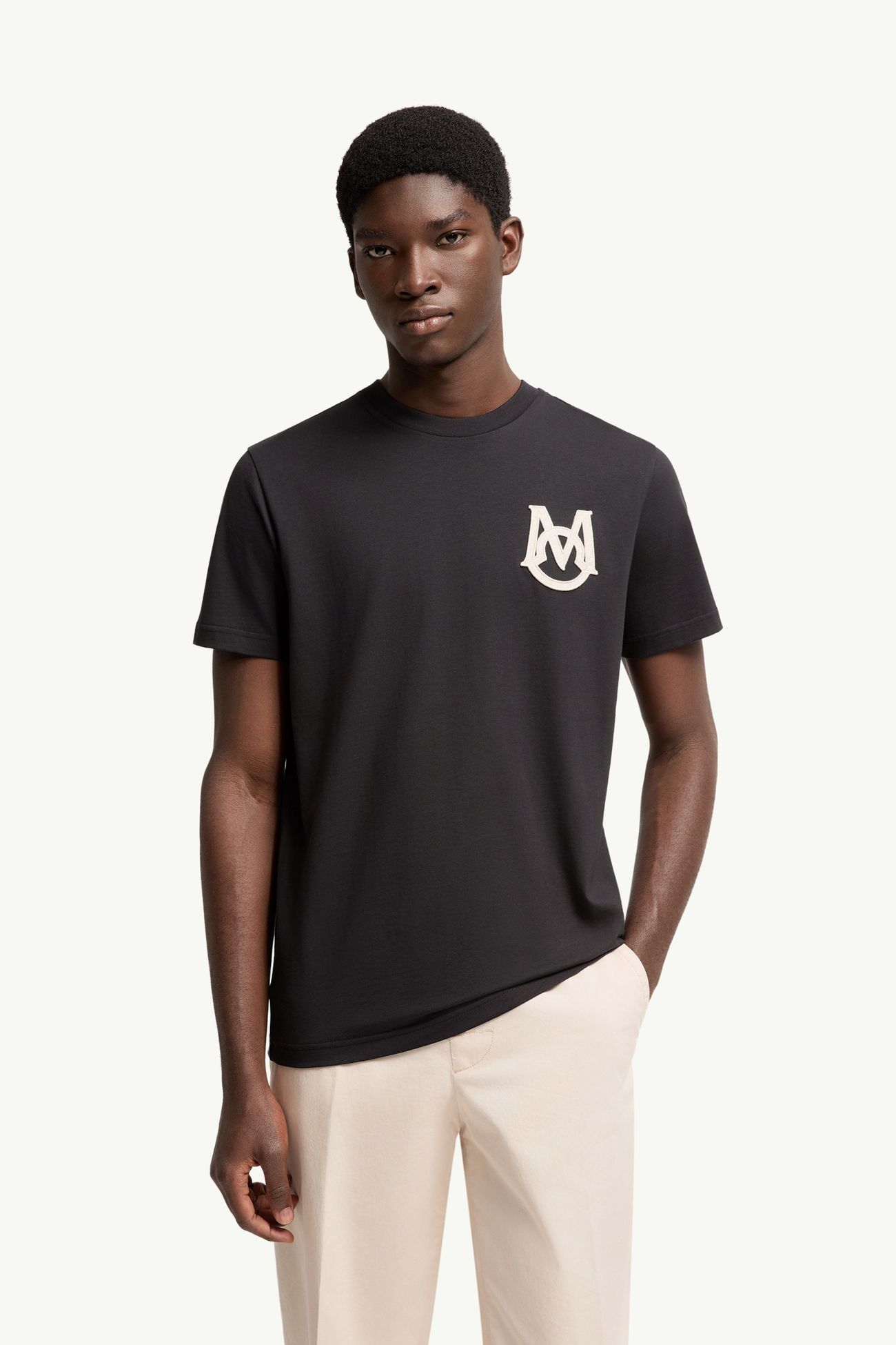 Monogram Cotton T-Shirt Men Navy Blue Moncler 3