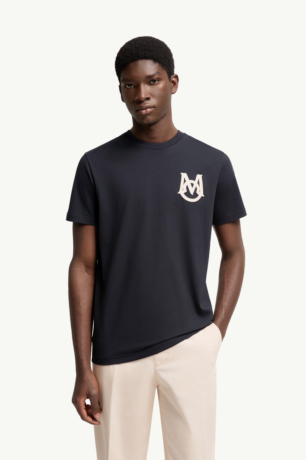 交織圖案棉質T恤 男士 海軍藍色 Moncler 3