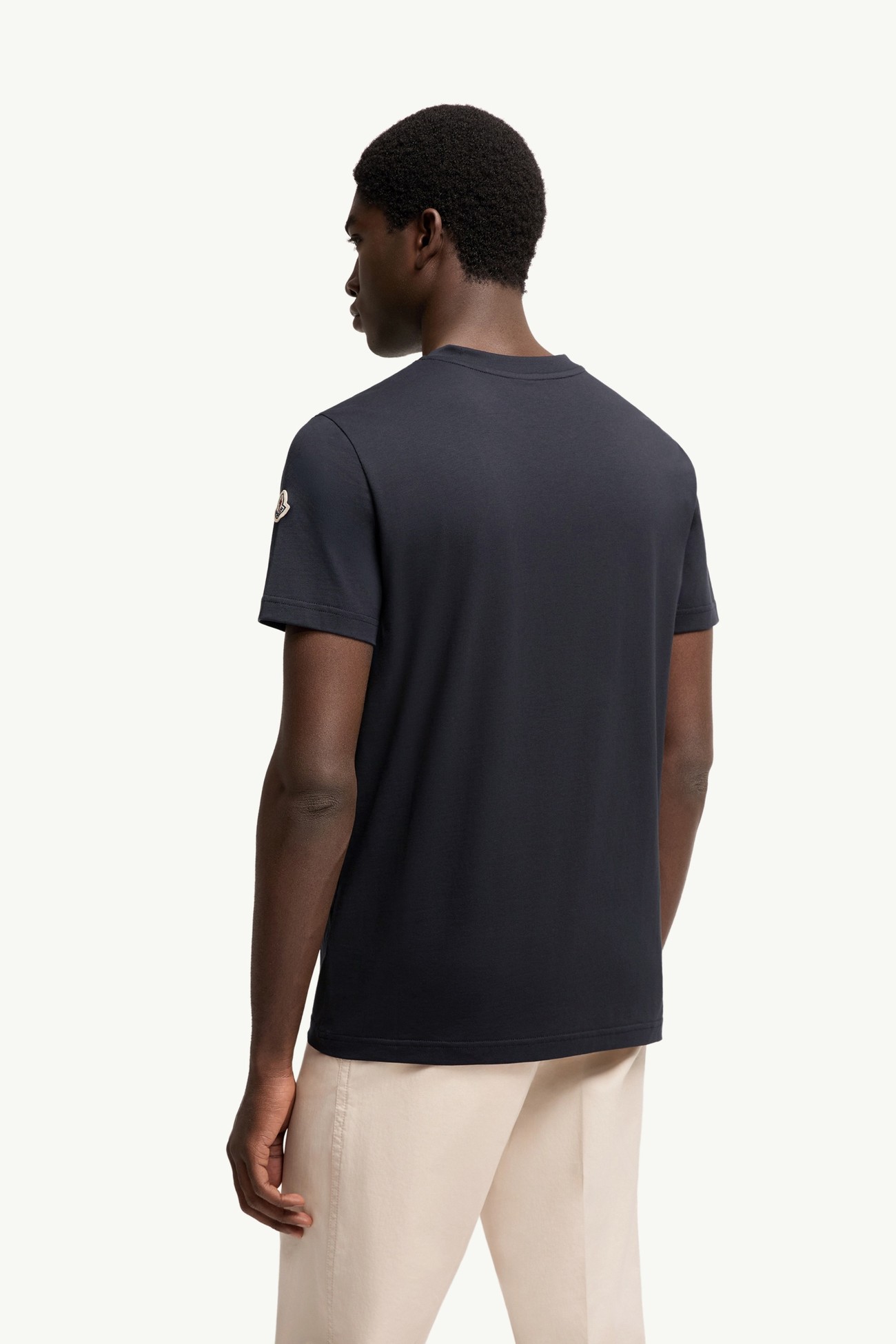 T-shirt in cotone con monogramma Uomo Blu Navy Moncler 4