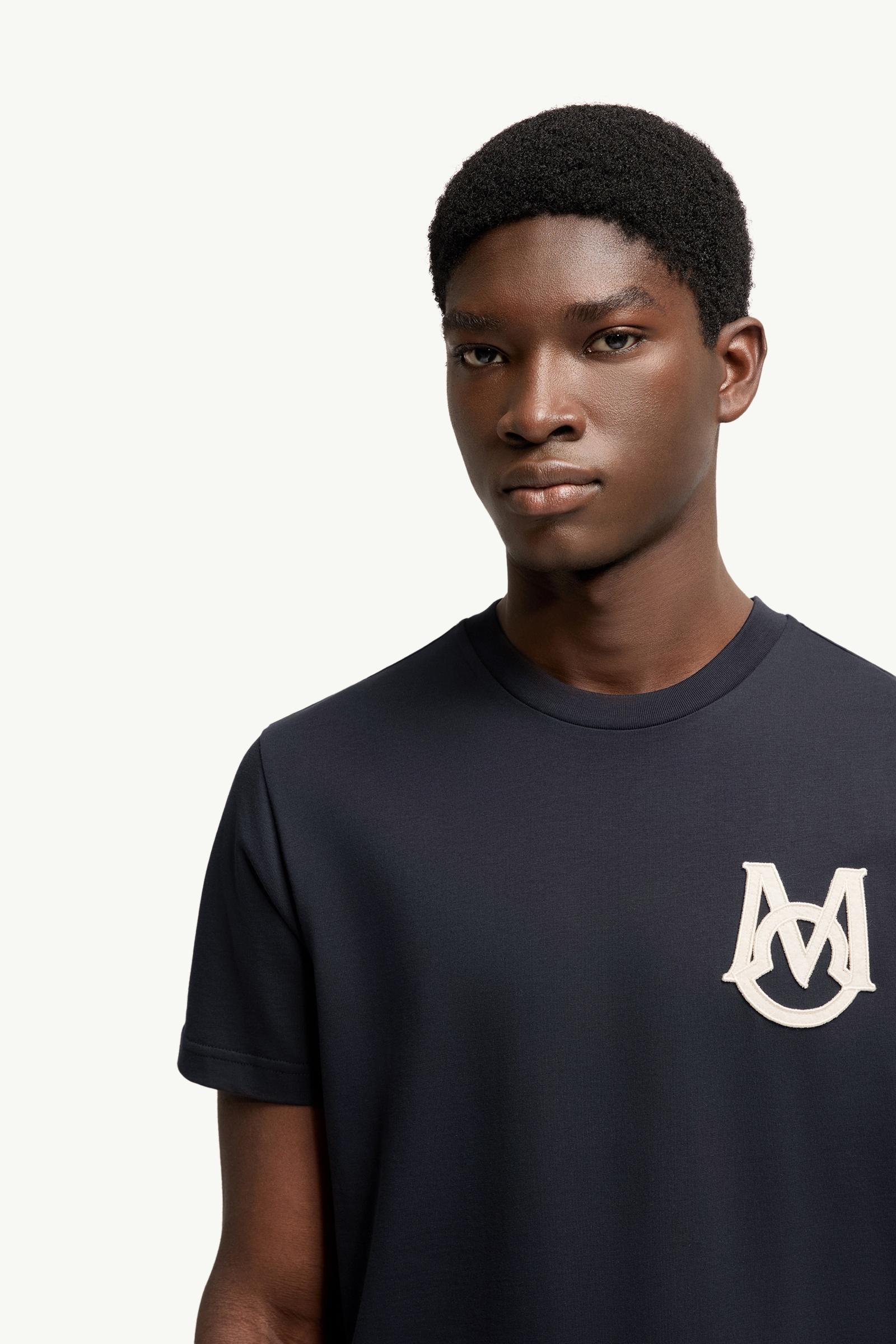 海军蓝色男士字母组合棉质T恤- Polo衫&T恤for 男装| Moncler SG