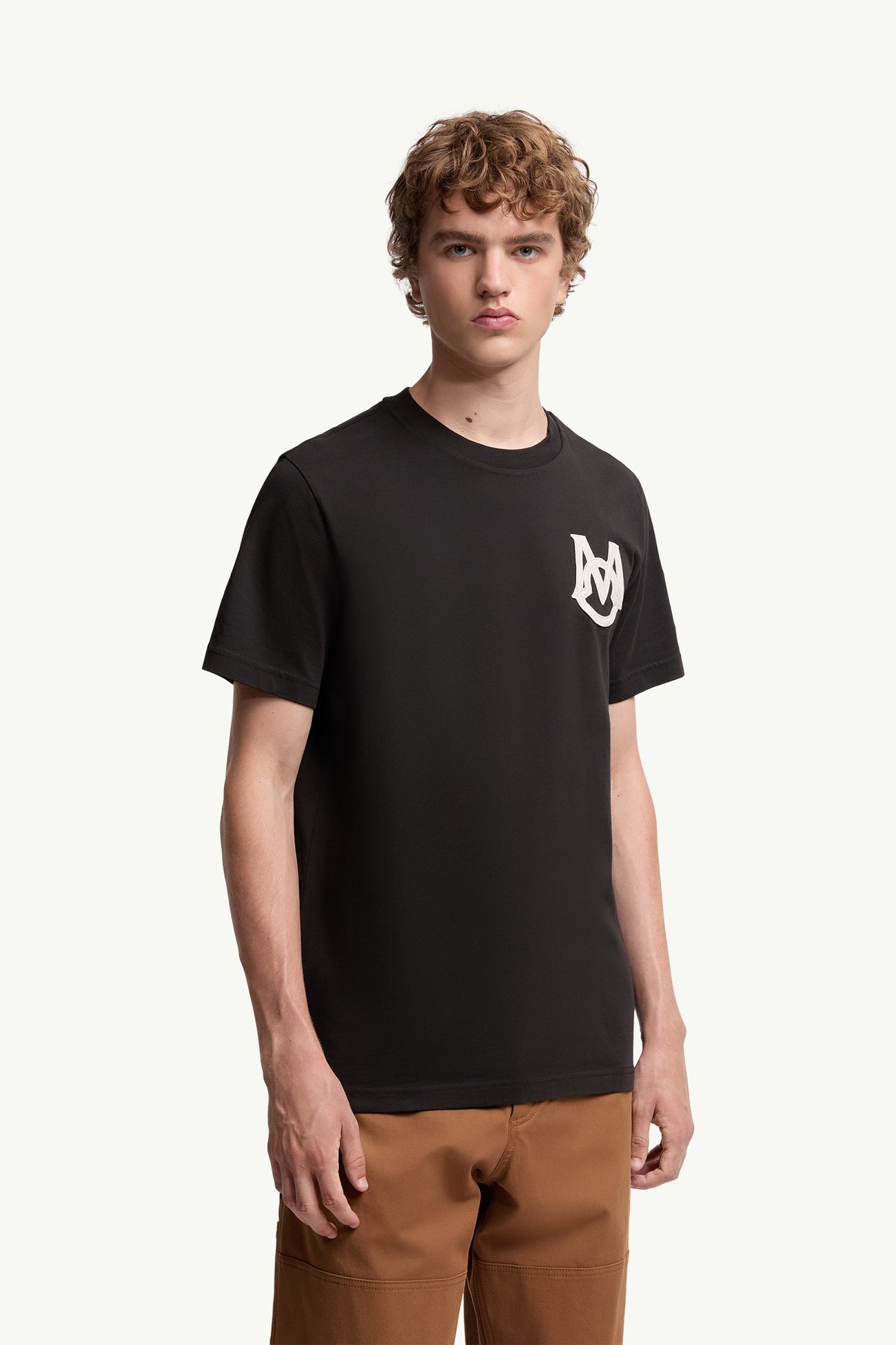 T-shirt in cotone con monogramma Uomo Nero Moncler 3