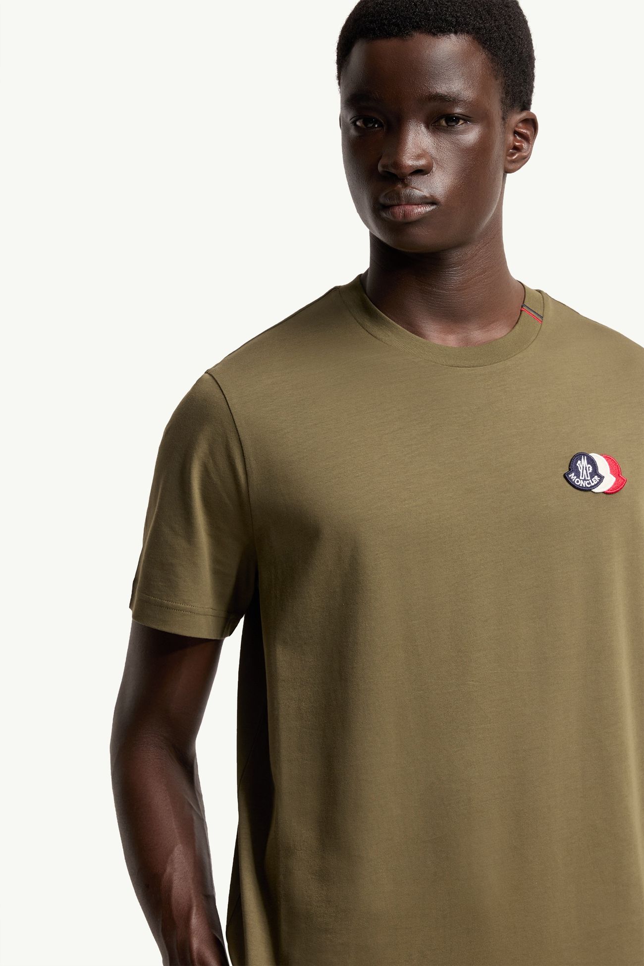 Camiseta de algodón con logotipo Hombre Verde Oliva Moncler 5