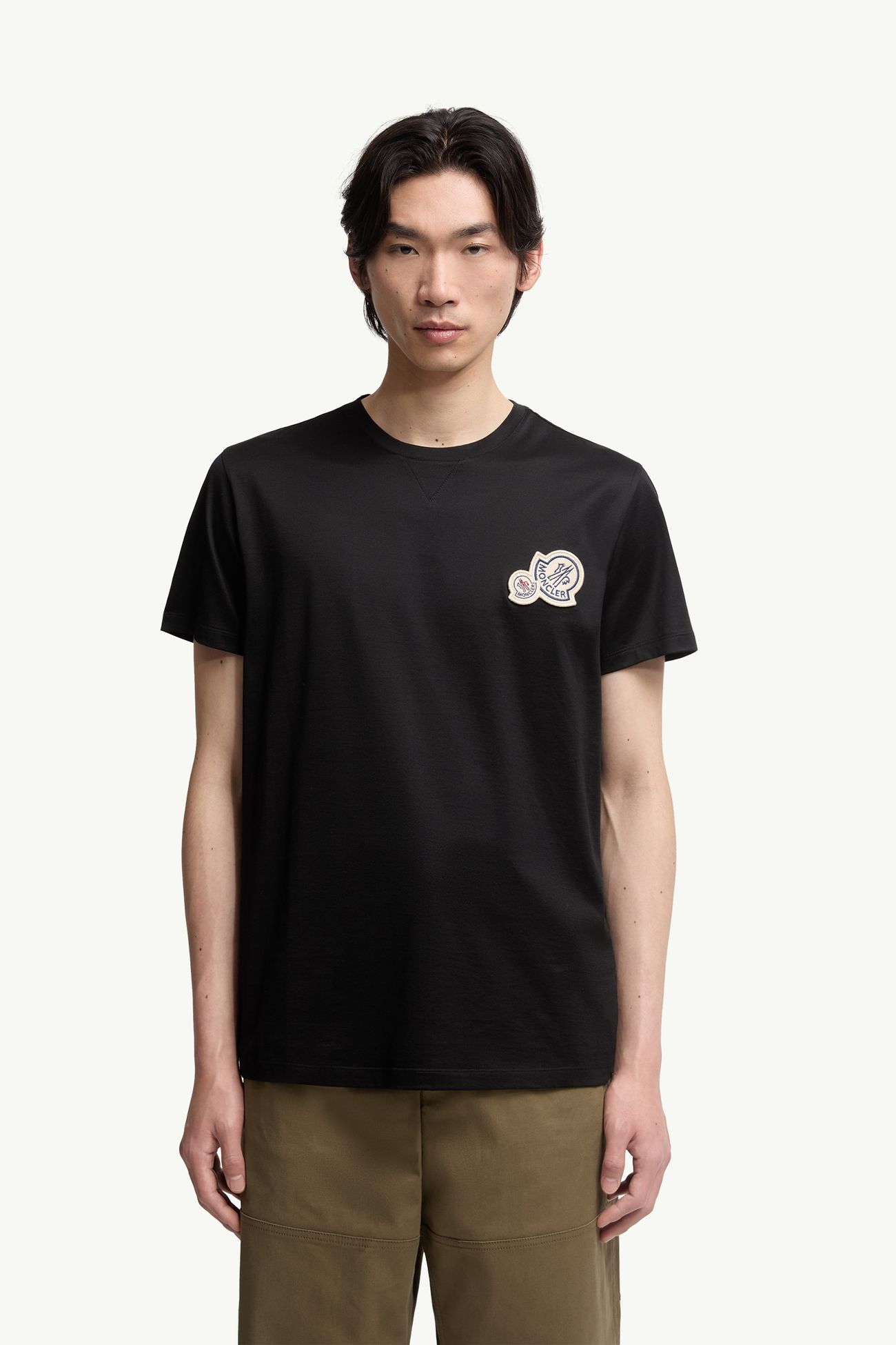 T-shirt en coton à empiècement logo Hommes Noir Moncler 3