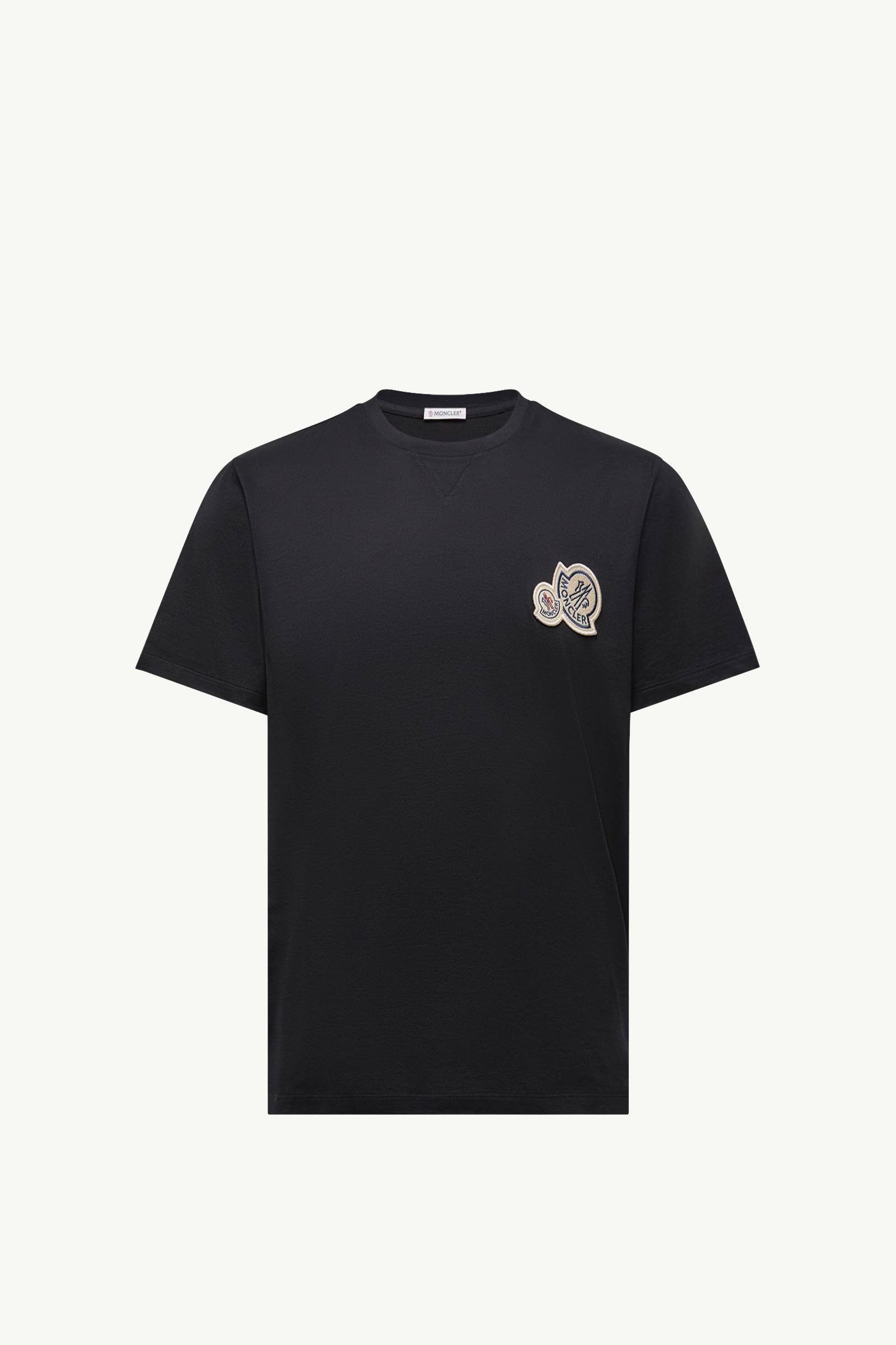 Double Logo Patch Cotton T-Shirt Men Black Moncler, 1 of 0