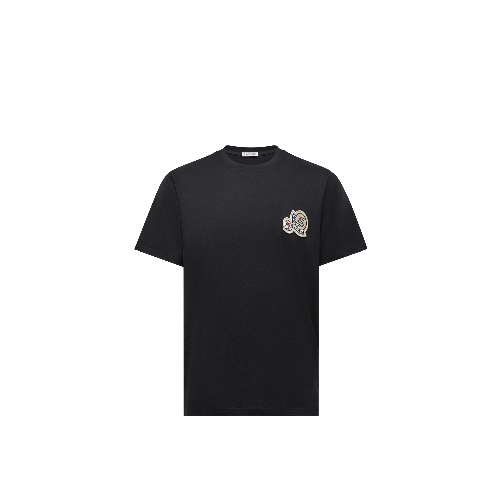 Moncler   Double Logo Patch Cotton T-Shirt for Men in Black, Size: L
