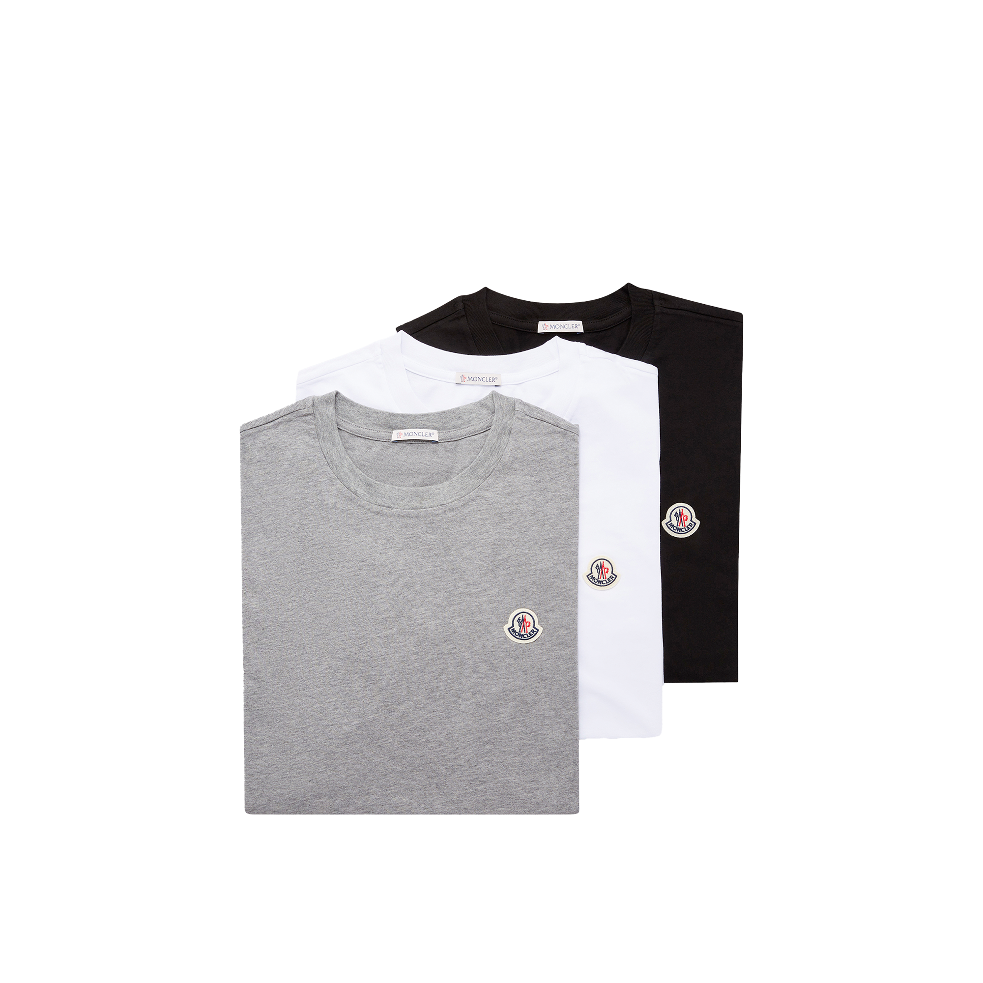 Moncler   Logo Patch Cotton T-Shirt (Pack Of Three) for Men, Size: Xxl
