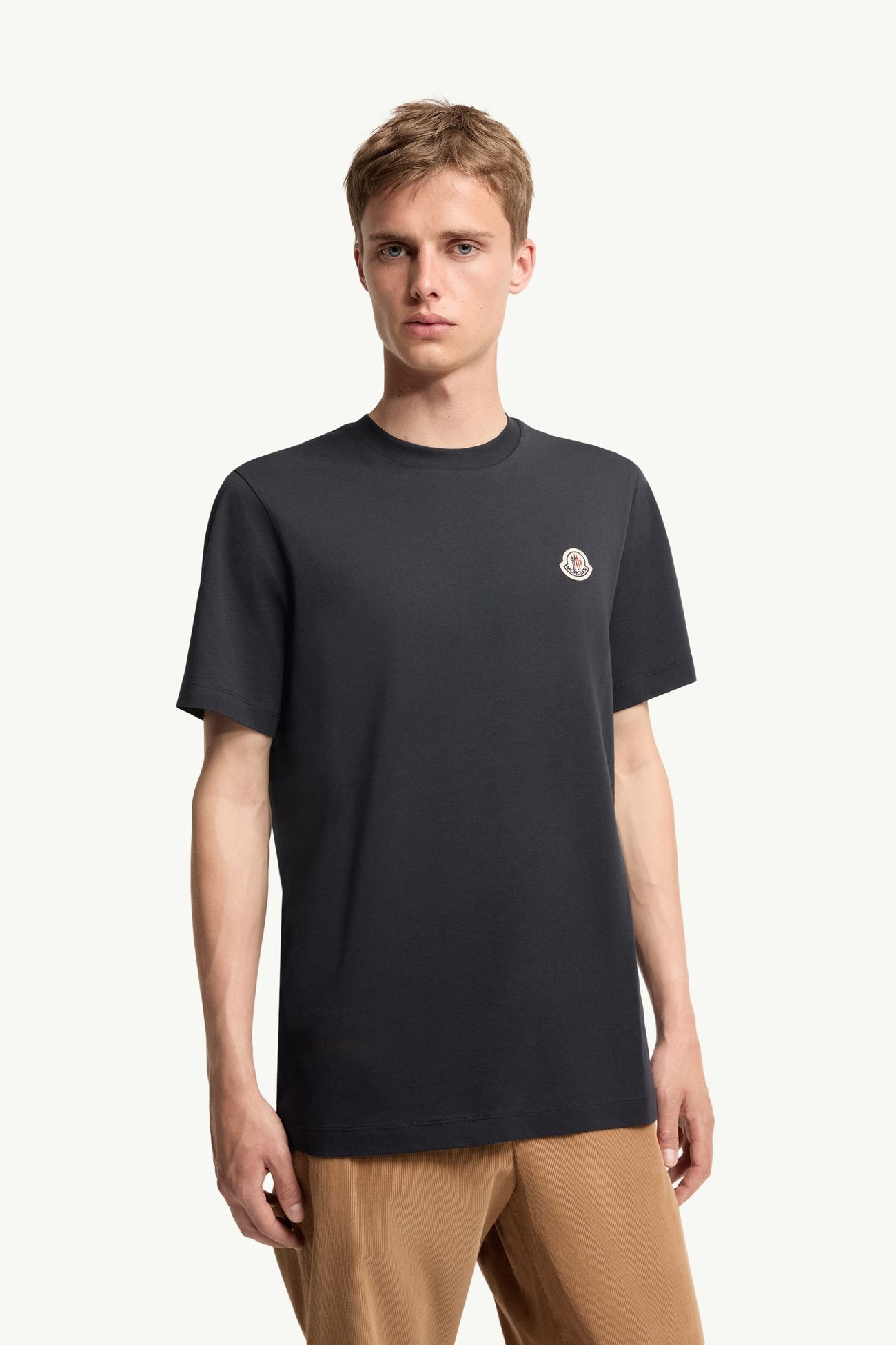 Logo Patch Cotton T-Shirt (Pack of Three) Men Blue & Black & Gray Moncler 3