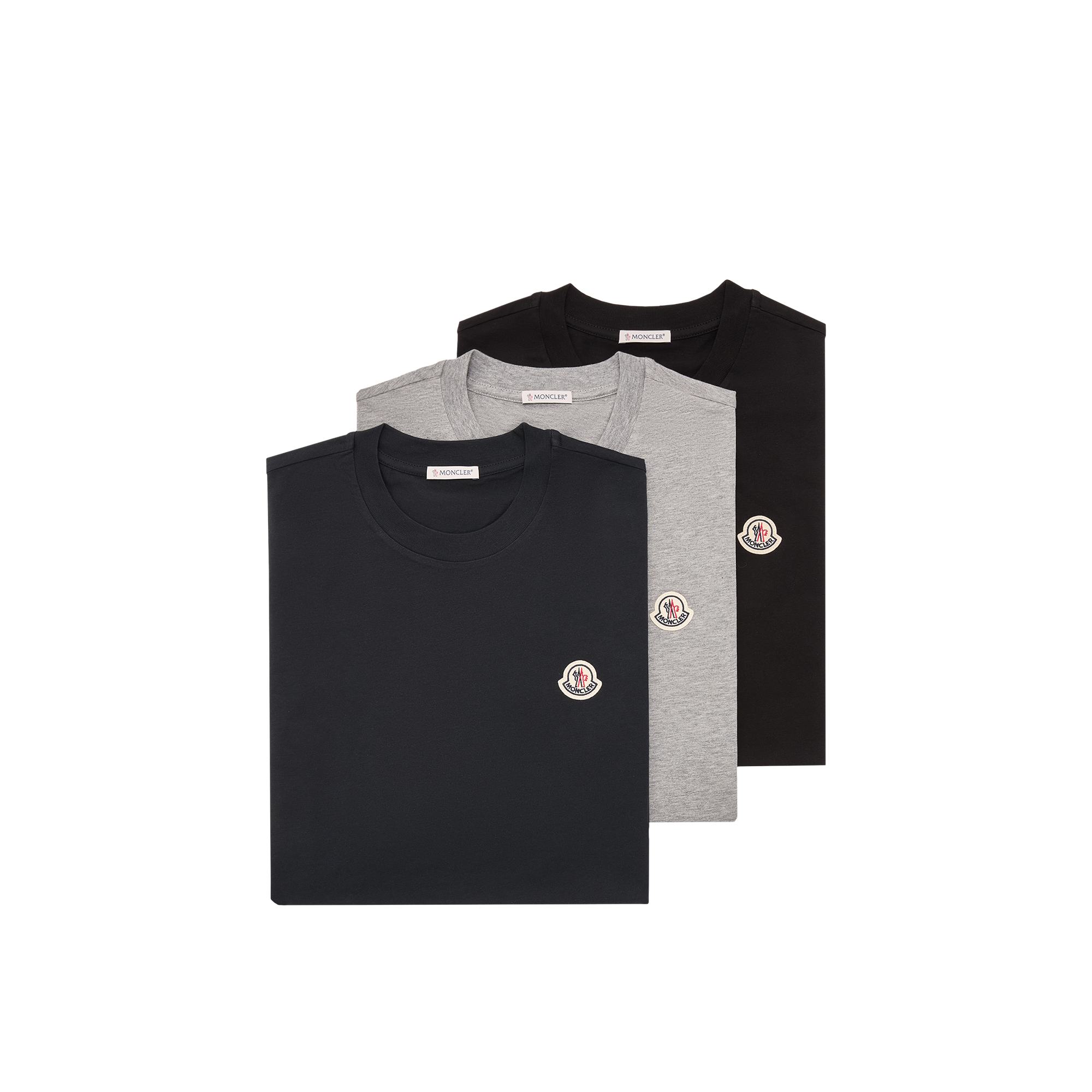 Moncler   Logo Patch Cotton T-Shirt (Pack Of Three) for Men, Size: 4XL