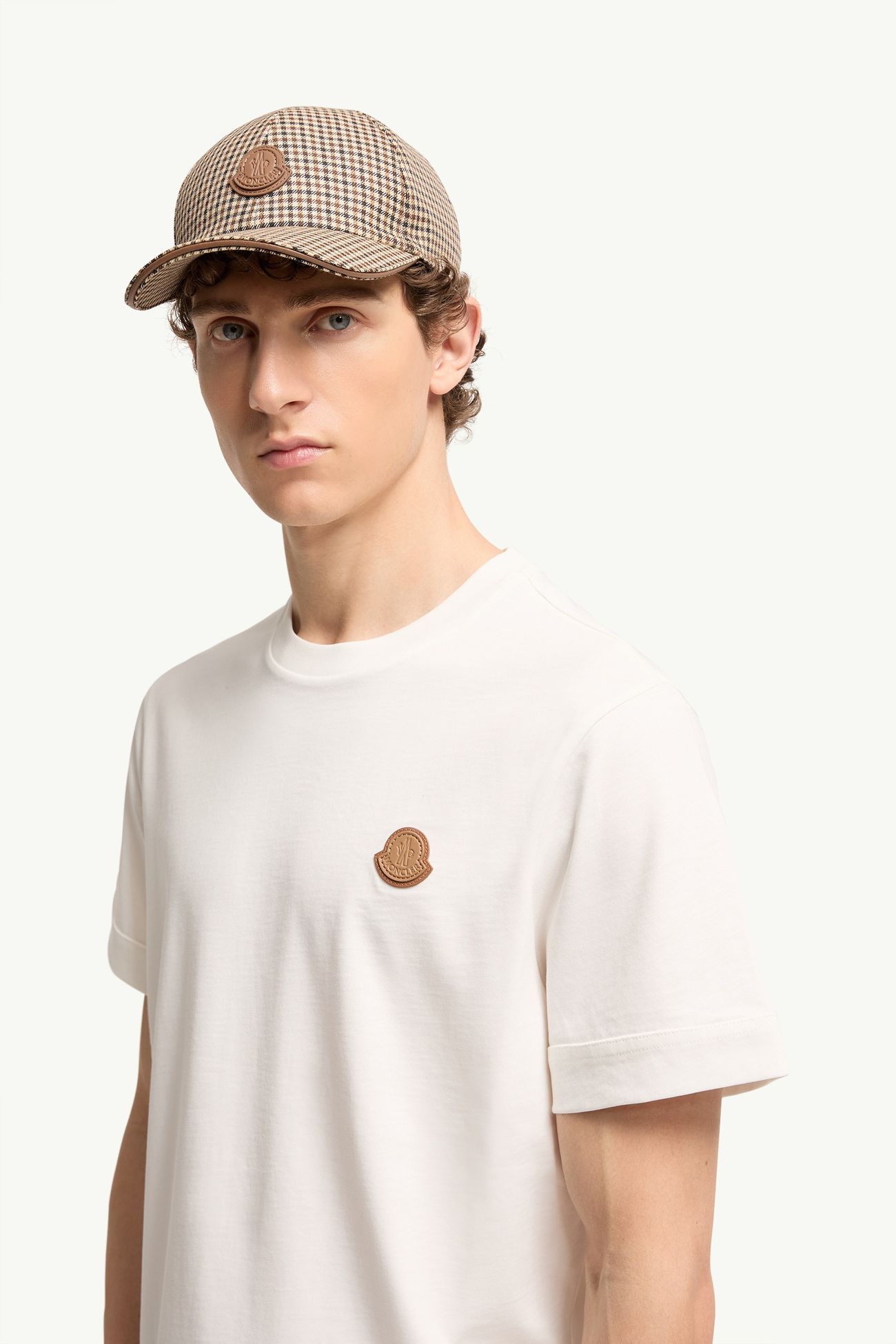 Double Leather Logo Cotton T-Shirt Hommes Blanc Moncler 1
