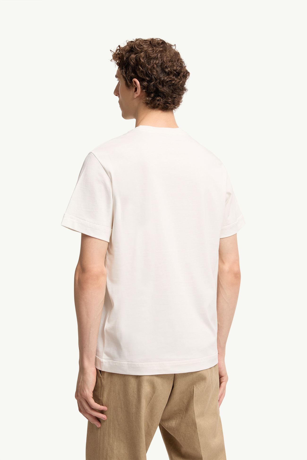 T-shirt in cotone con doppio logo in pelle Uomo Bianco Moncler 4