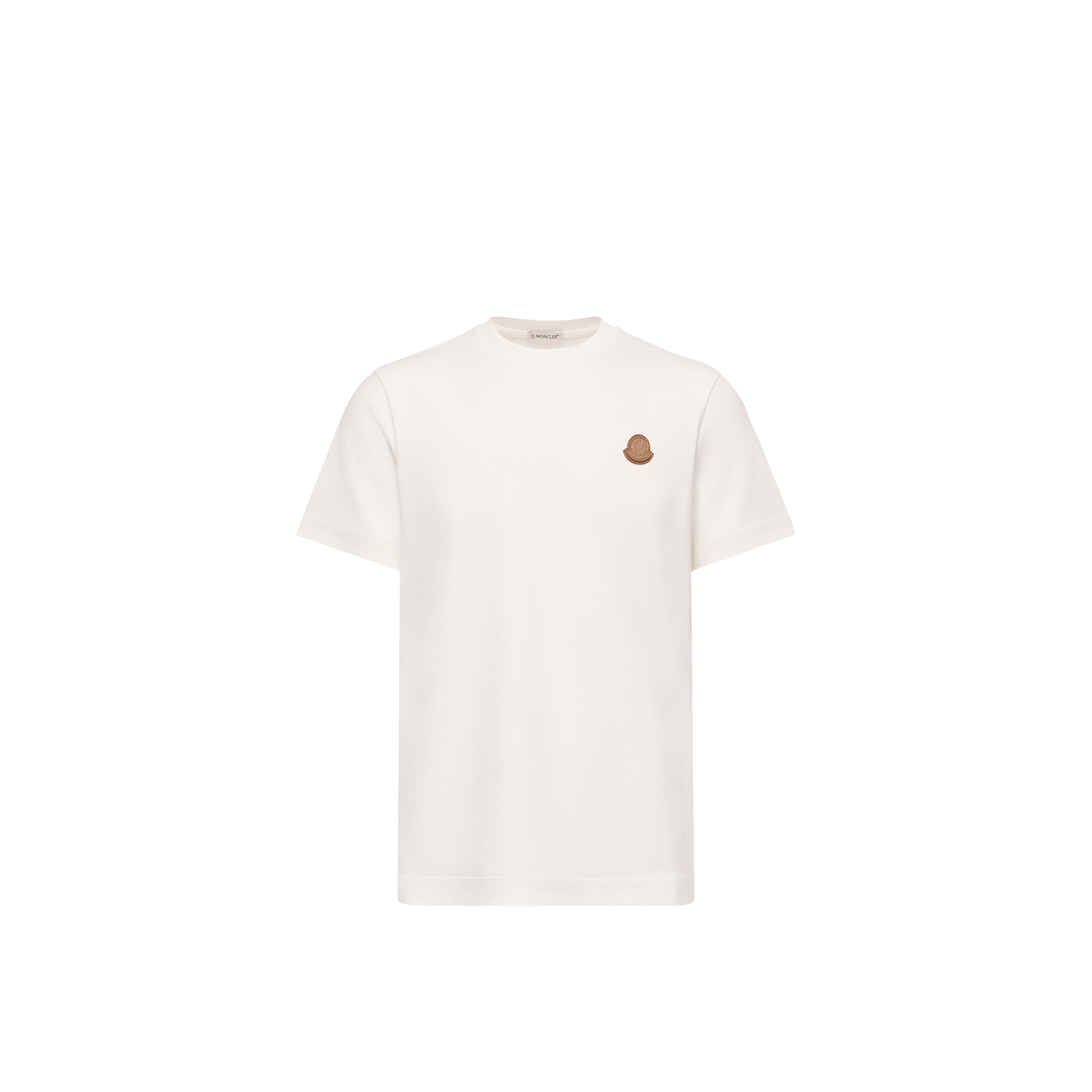Moncler   Double Leather Logo Cotton T-Shirt for Men in White, Size: 3XL