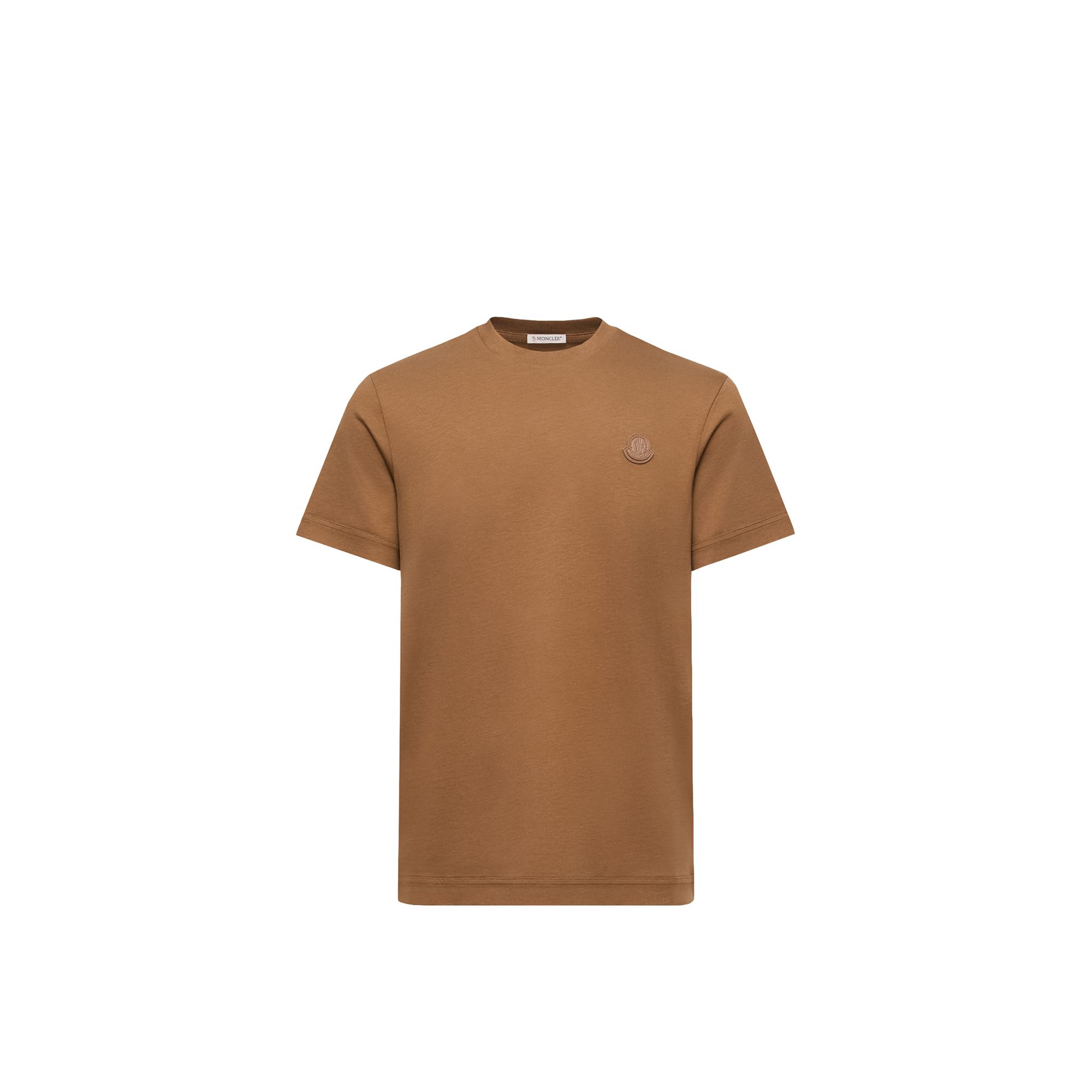 Moncler   Double Leather Logo Cotton T-Shirt for Men in Brown, Size: Xxl