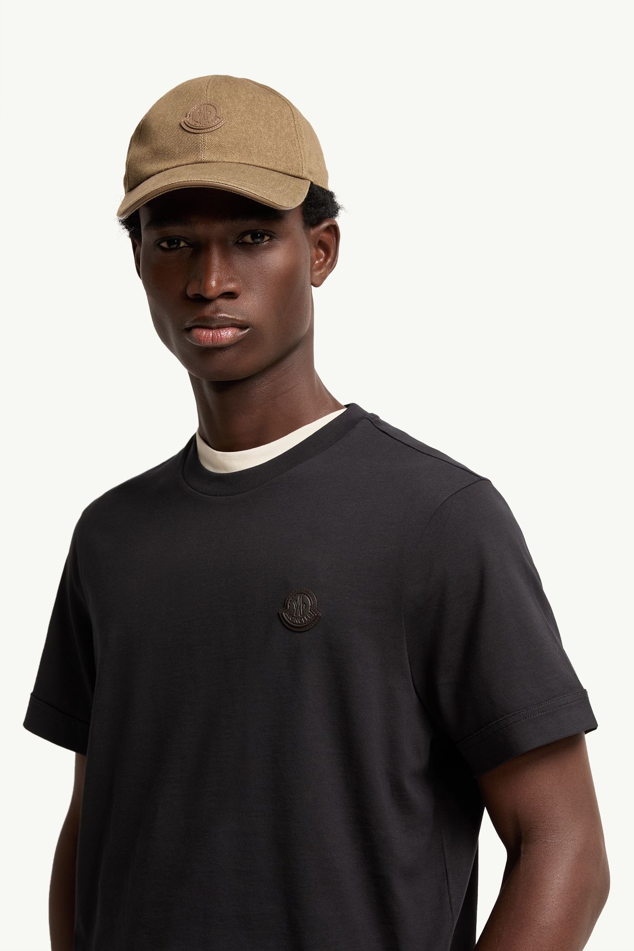 T-shirt en coton à double logo Hommes Bleu foncé Moncler 1