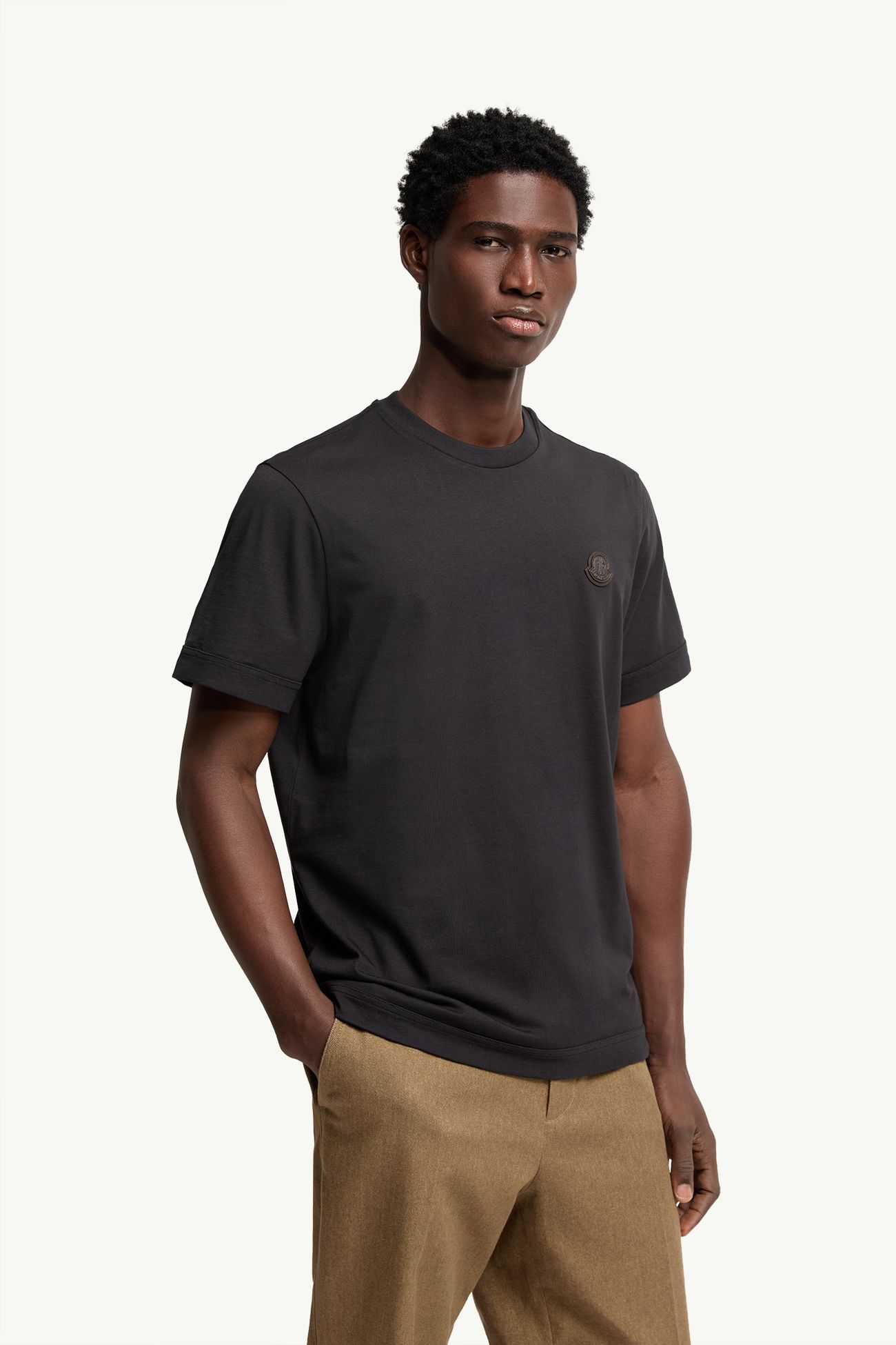 T-shirt en coton à double logo Hommes Bleu foncé Moncler 3