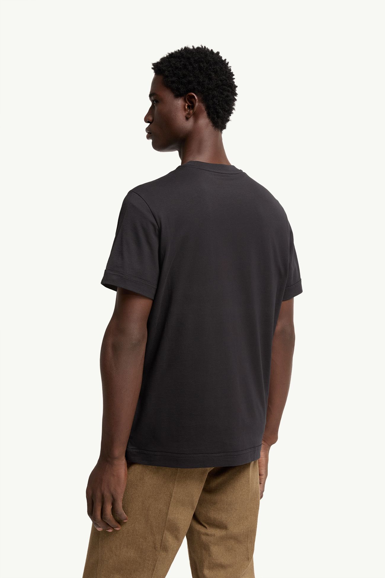 T-shirt en coton à double logo Hommes Bleu foncé Moncler 4