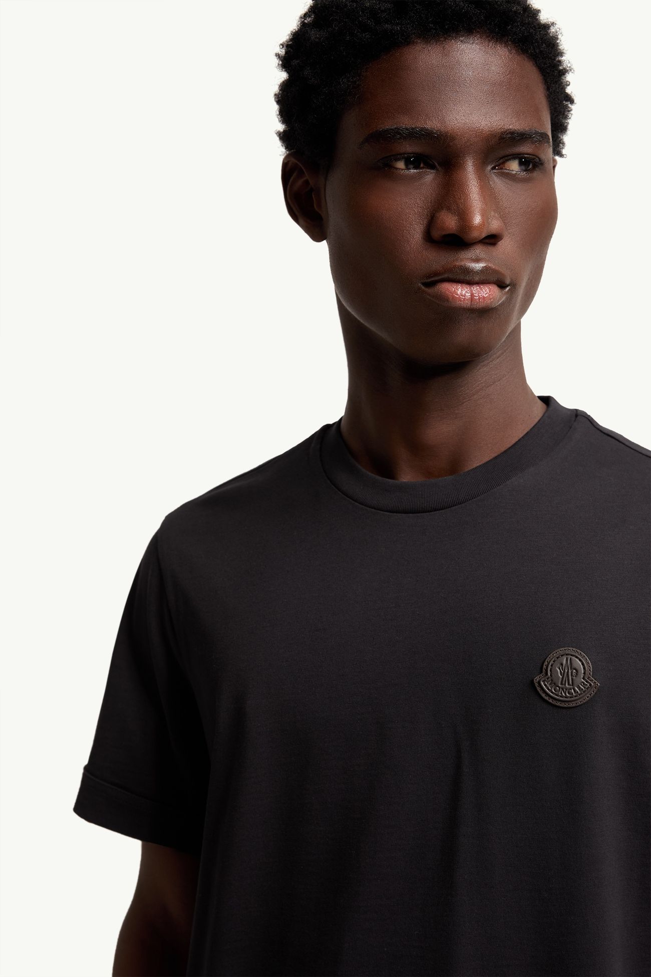 T-shirt en coton à double logo Hommes Bleu foncé Moncler 5