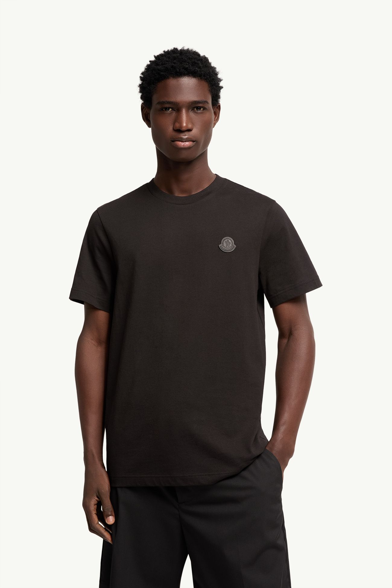 T-shirt en coton à double logo Hommes Noir Moncler 3