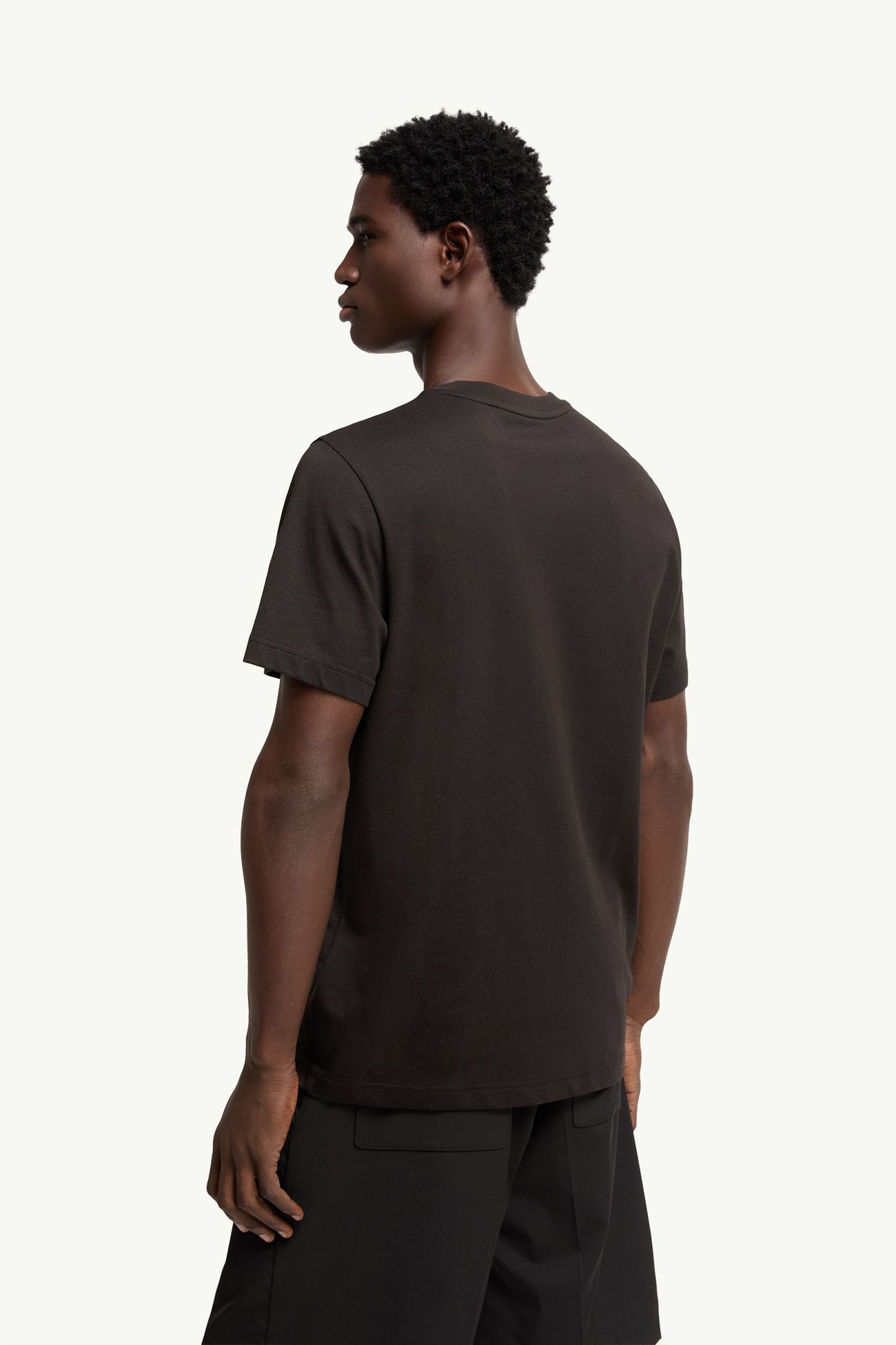 T-shirt en coton à double logo Hommes Noir Moncler 4