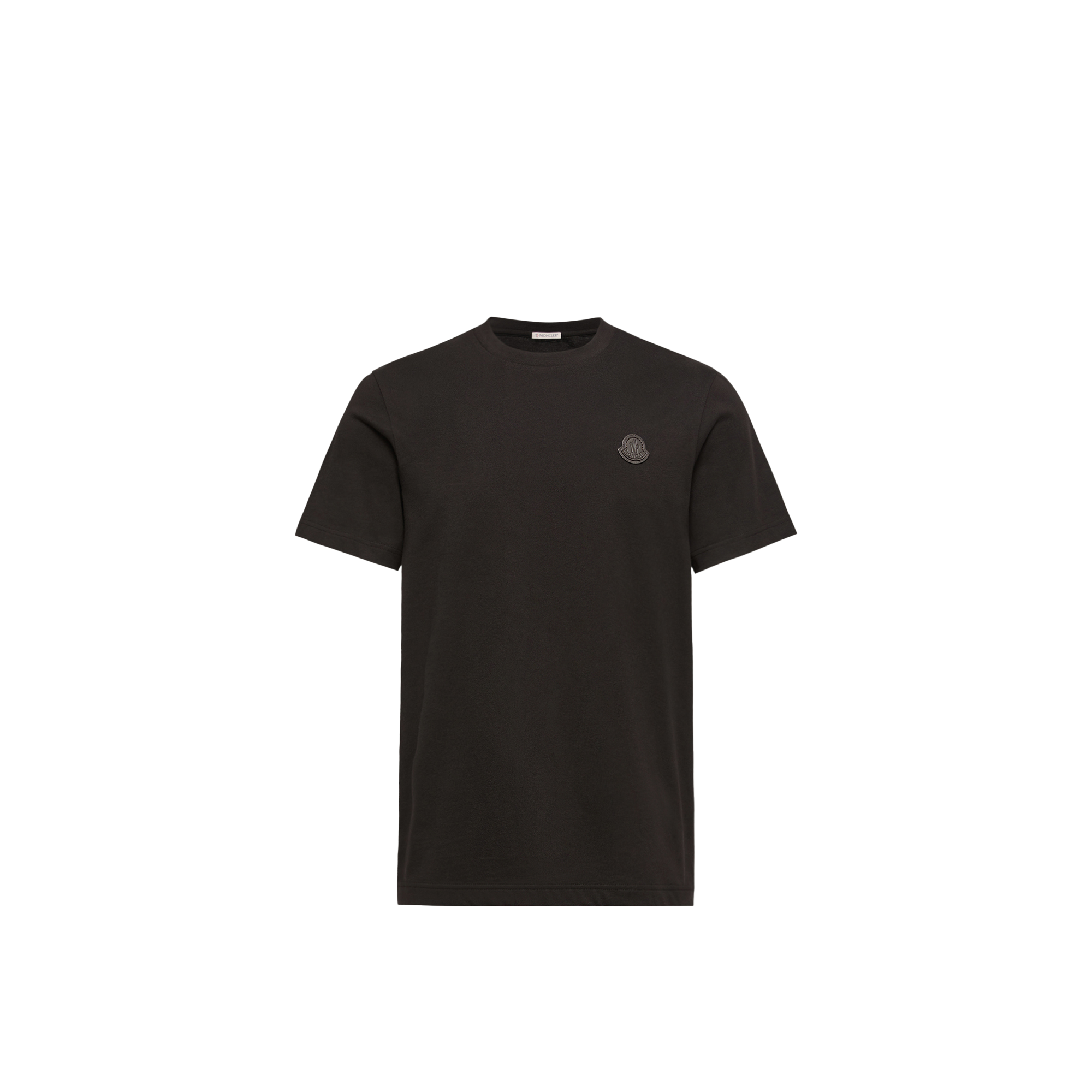Moncler   Double Leather Logo Cotton T-Shirt for Men in Black, Size: 3XL