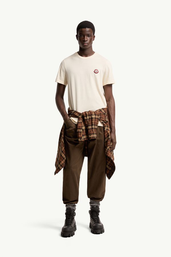 T-shirt en jersey de coton à logo Hommes Blanc Ivoire Moncler 0
