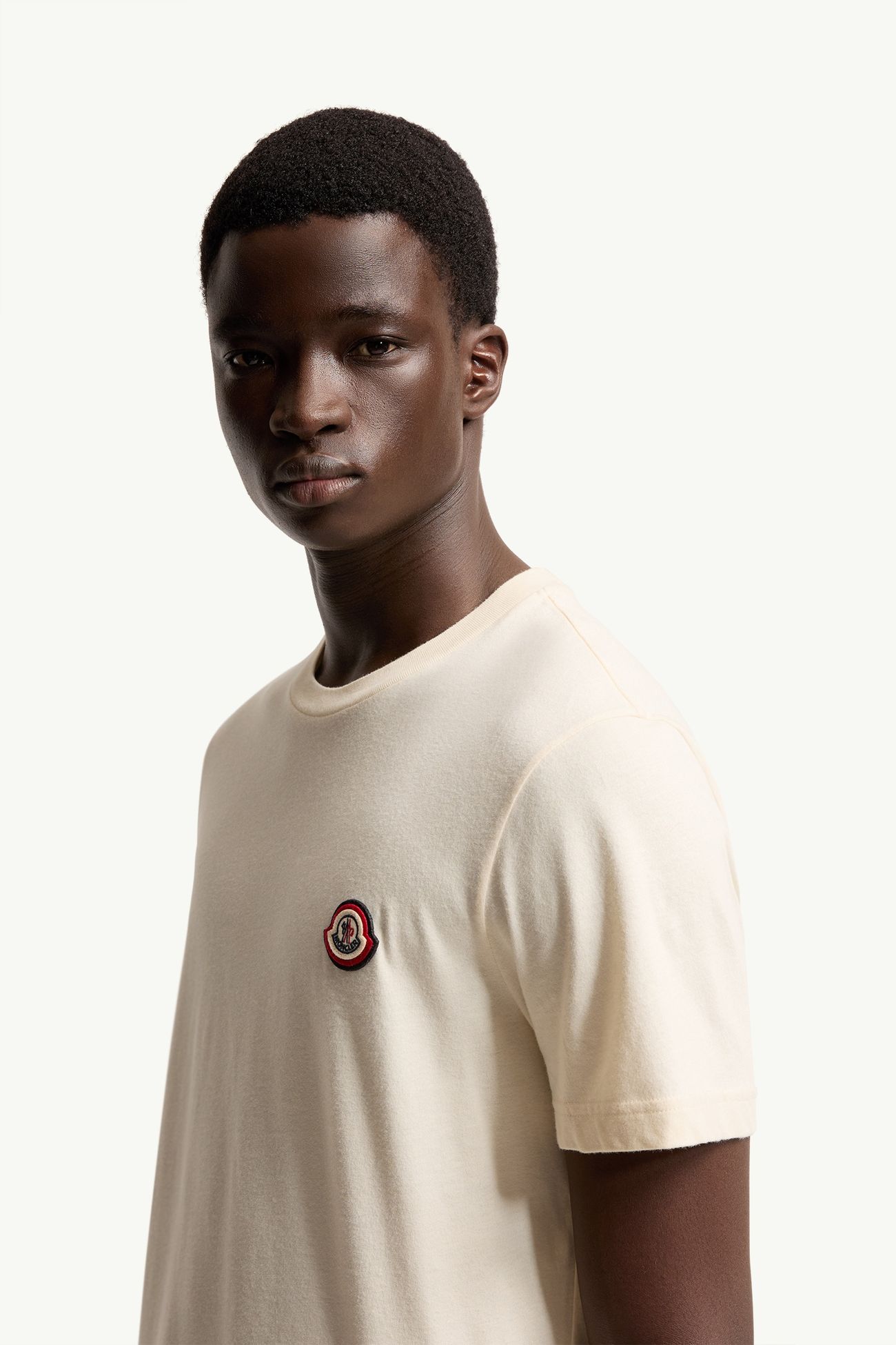 Camiseta de jersey de algodón con logotipo Hombre Blanco Marfil Moncler 1
