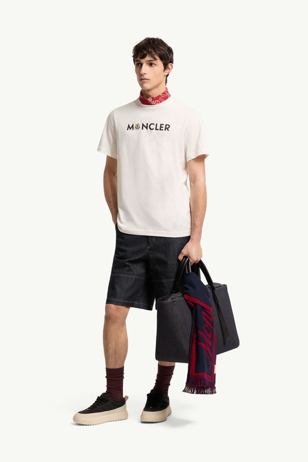 T-Shirt aus Baumwolle mit Logo Herren Weiß Moncler 0