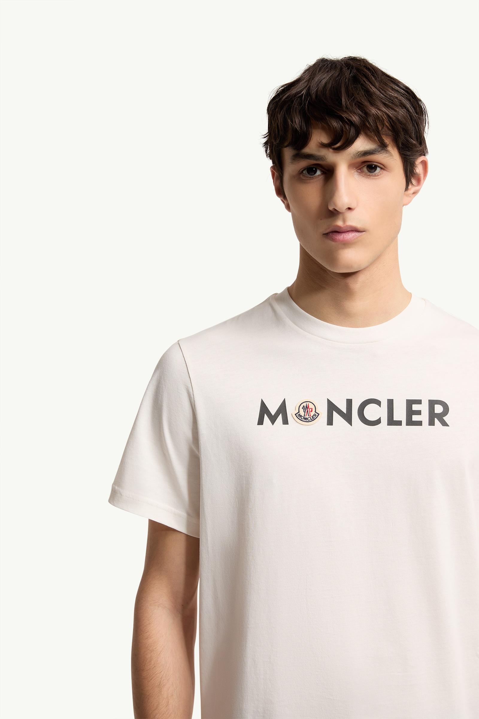 White Logo Cotton T-Shirt - Polos & T-shirts for Men | Moncler US