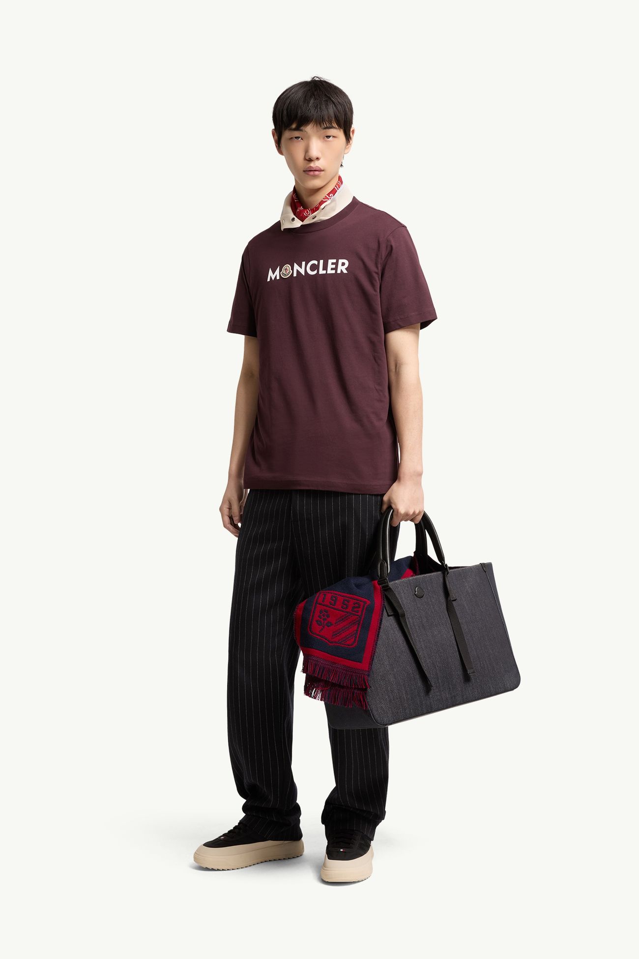 男士标识棉质T恤 男士 波尔多红 Moncler 0