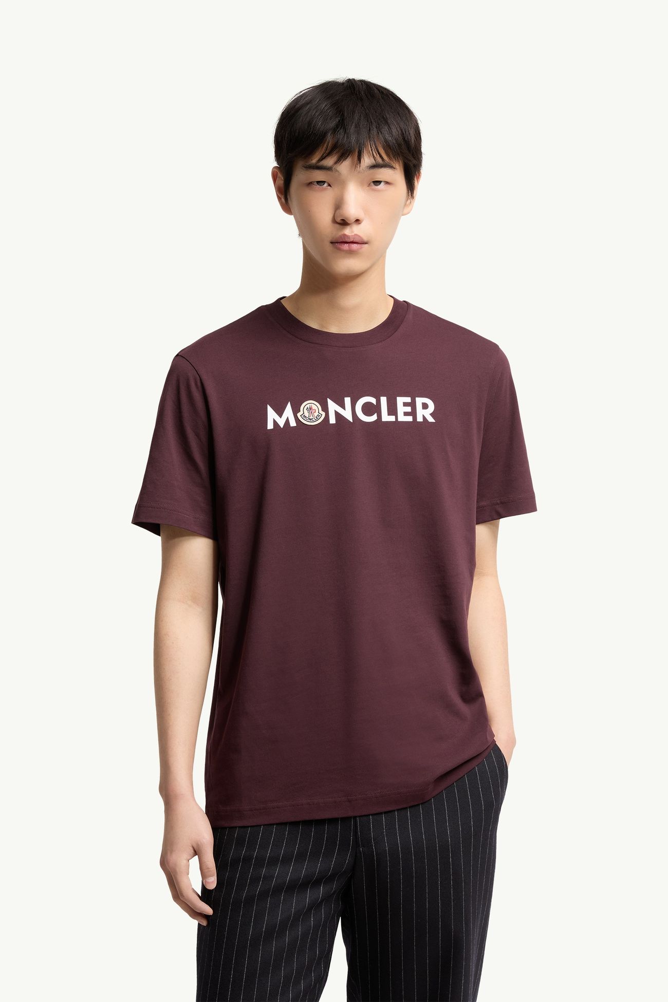 T-shirt logata in cotone Uomo Bordeaux Moncler 3