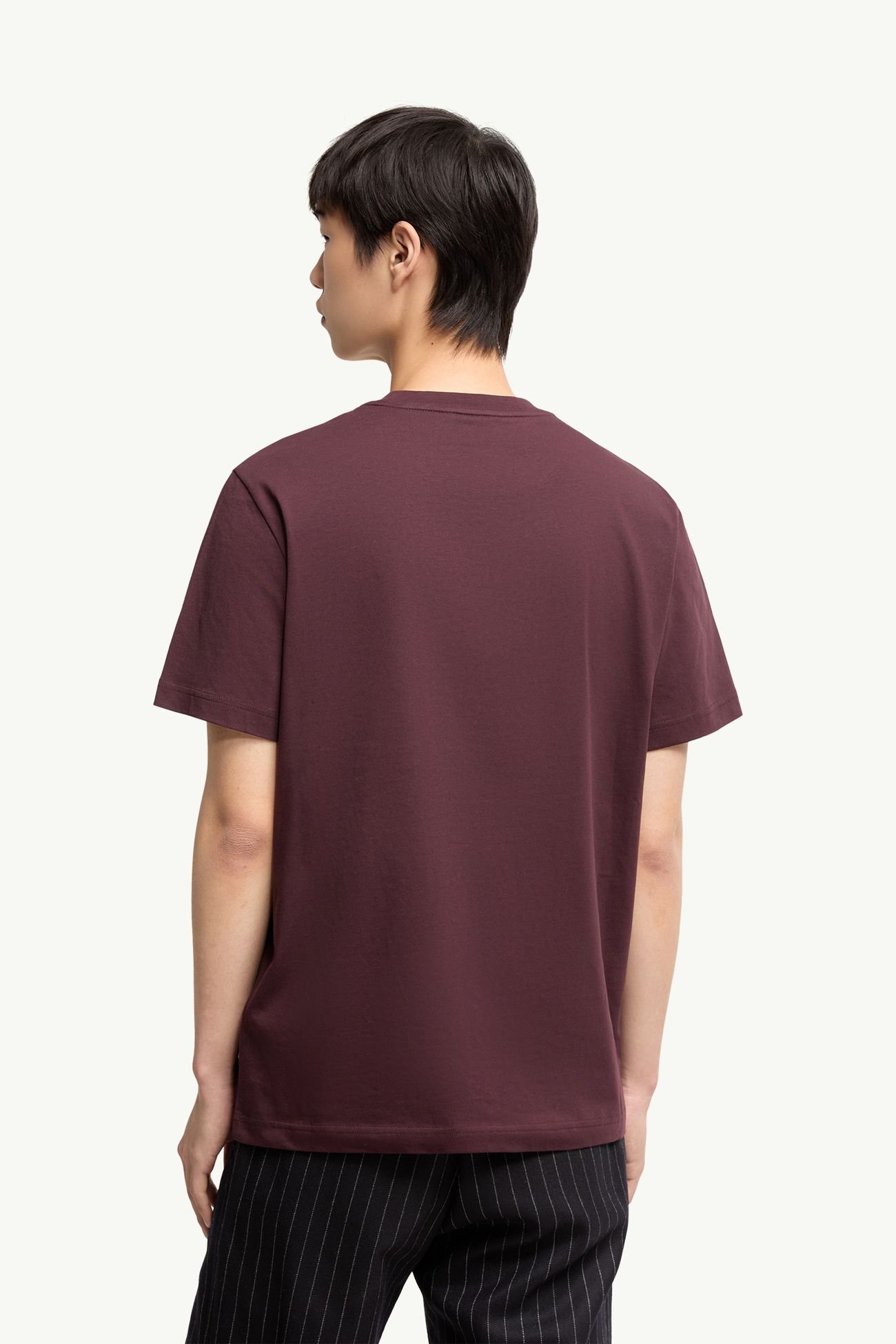 Logo Cotton T-Shirt Men Burgundy Moncler 4