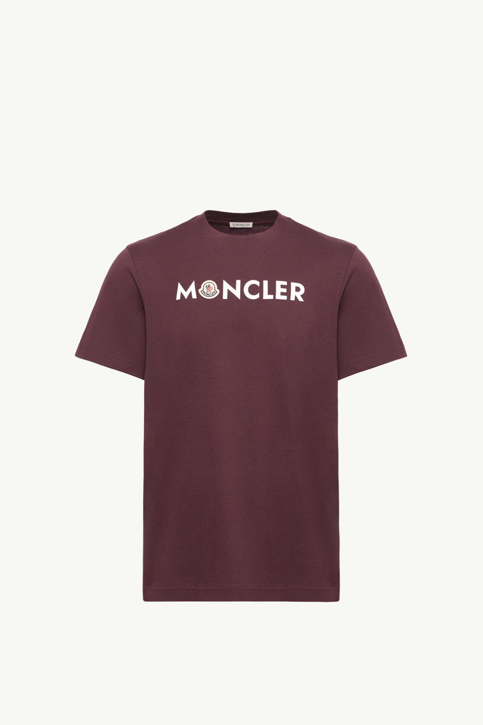 Logo Cotton T-Shirt Men Burgundy Moncler