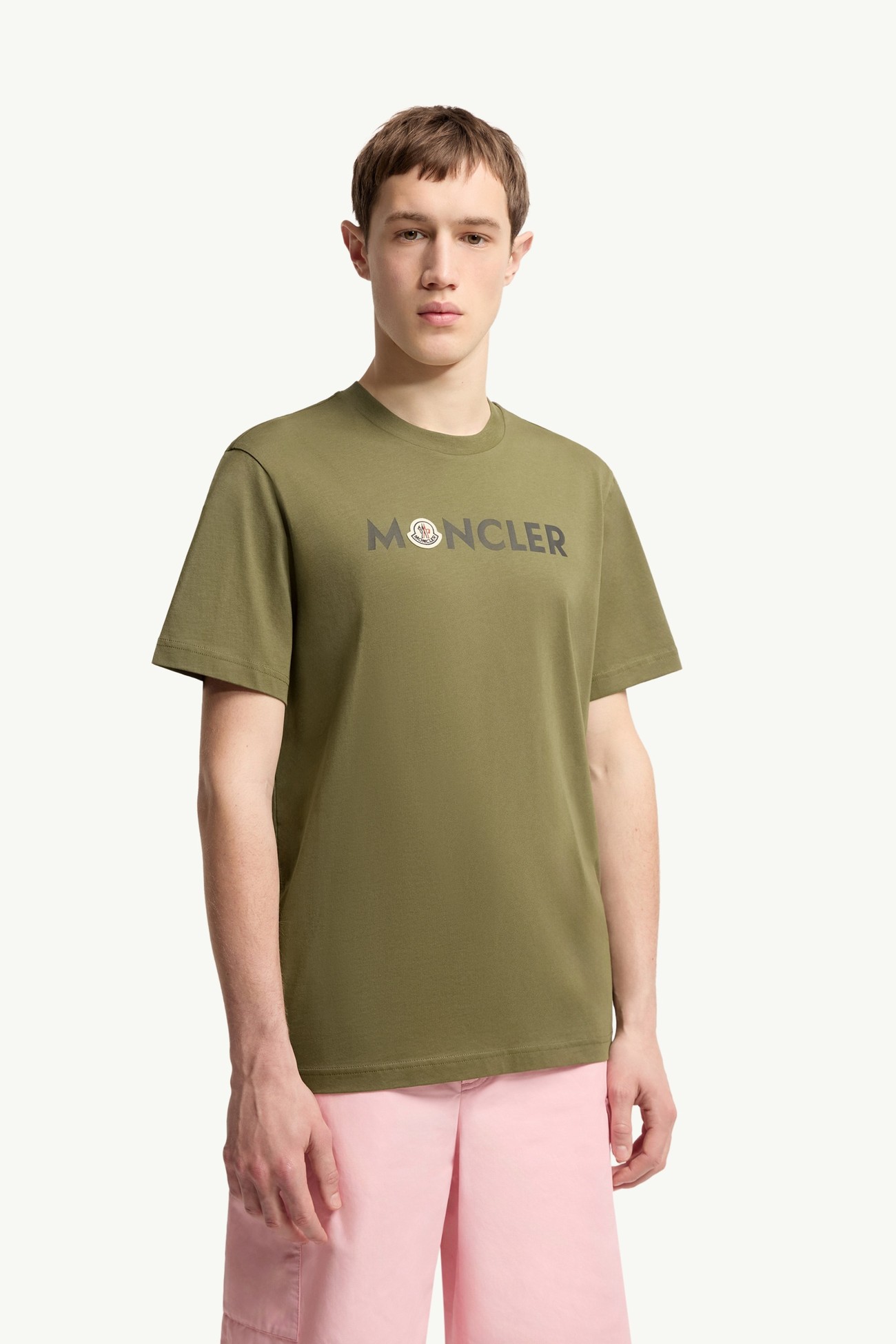 T-shirt logata in cotone Uomo Verde Oliva Moncler 3