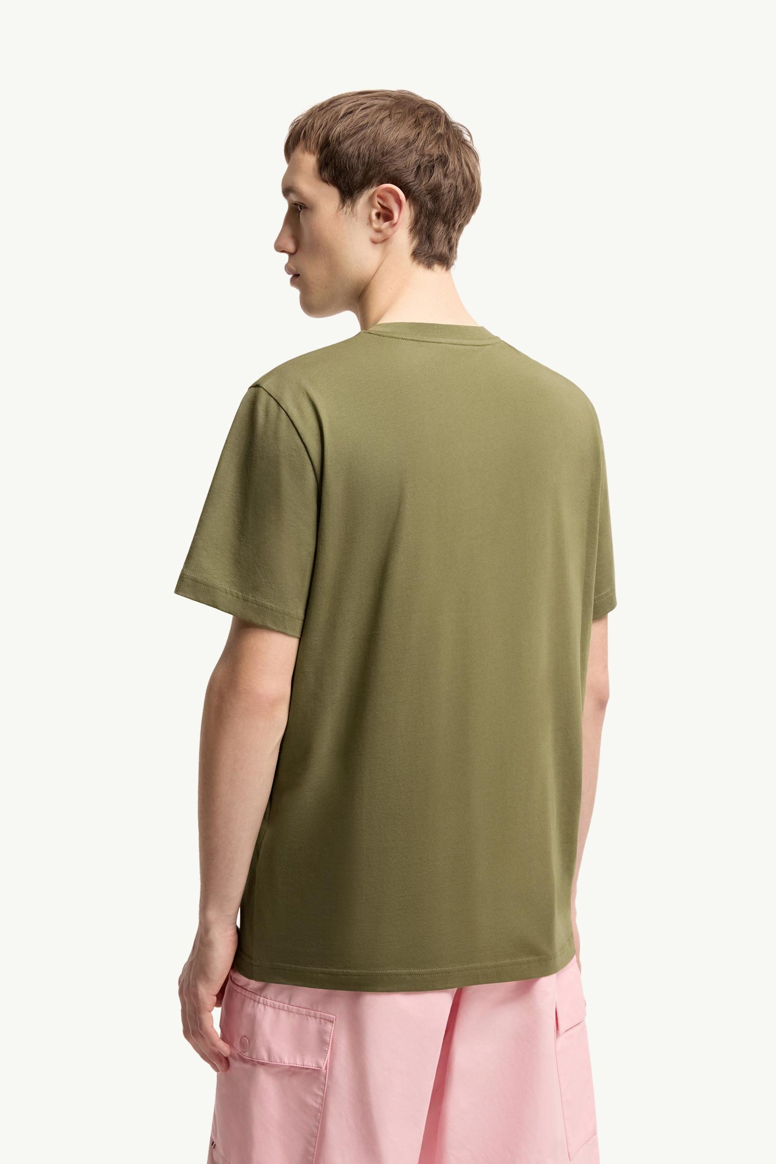 MONCLER 半袖 Tシャツ カーキ Olive Green Logo Cotton T-Shirt - Polos & T-shirts for Men
