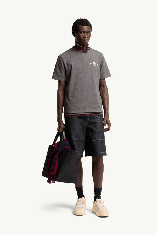 Logo Cotton T-Shirt Men Dark Grey Moncler 0