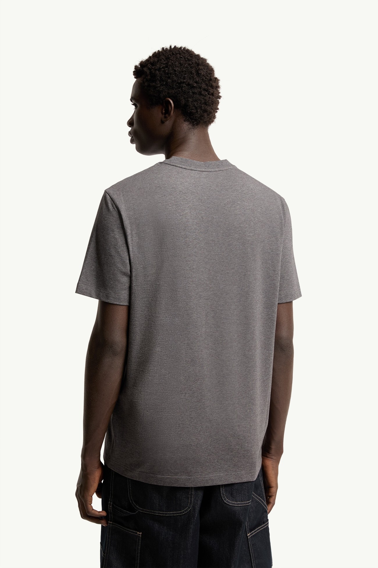 Camiseta de algodón con logotipo Hombre Gris oscuro Moncler 4
